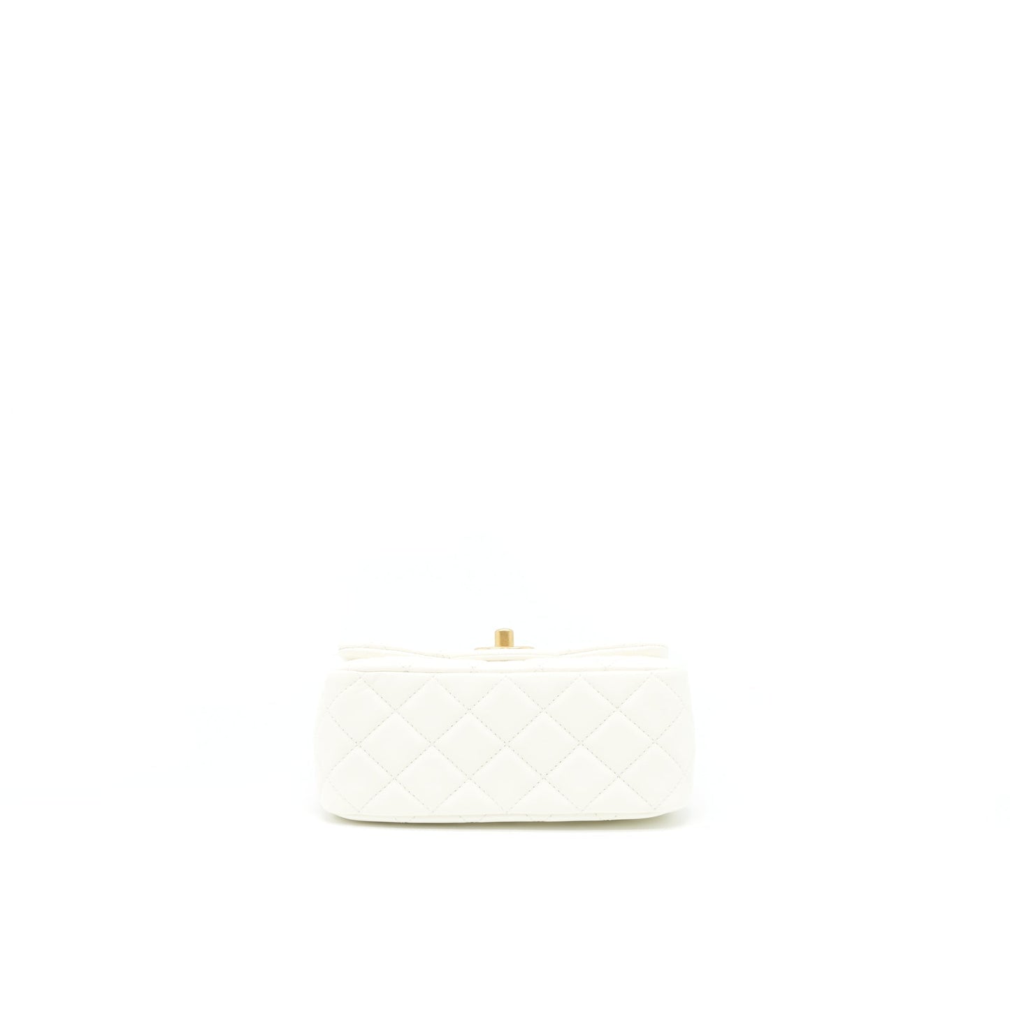 Chanel 22C Pearl Crush Mini Square Flap Bag Lambskin White GHW (Microchip)