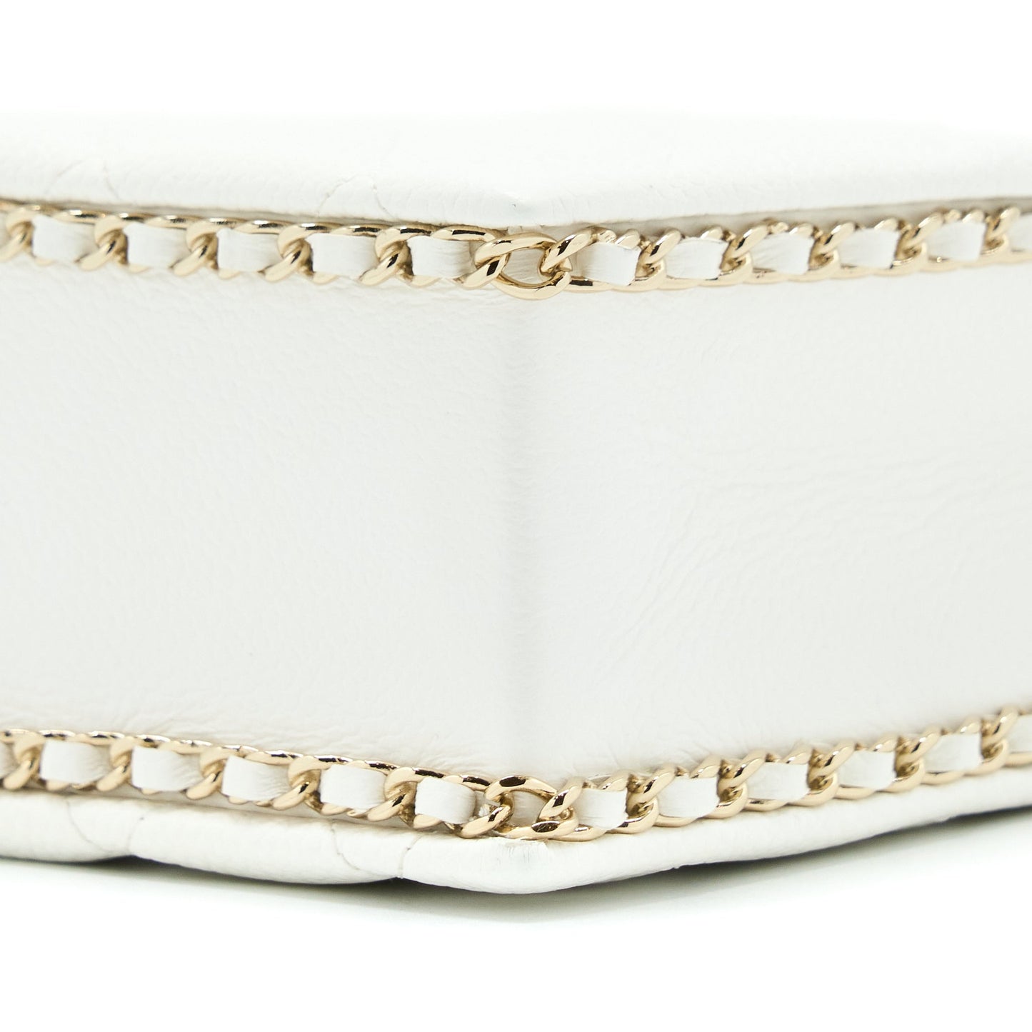 Chanel Vertical Evening Chain Bag Caviar White LGHW (Microchip)