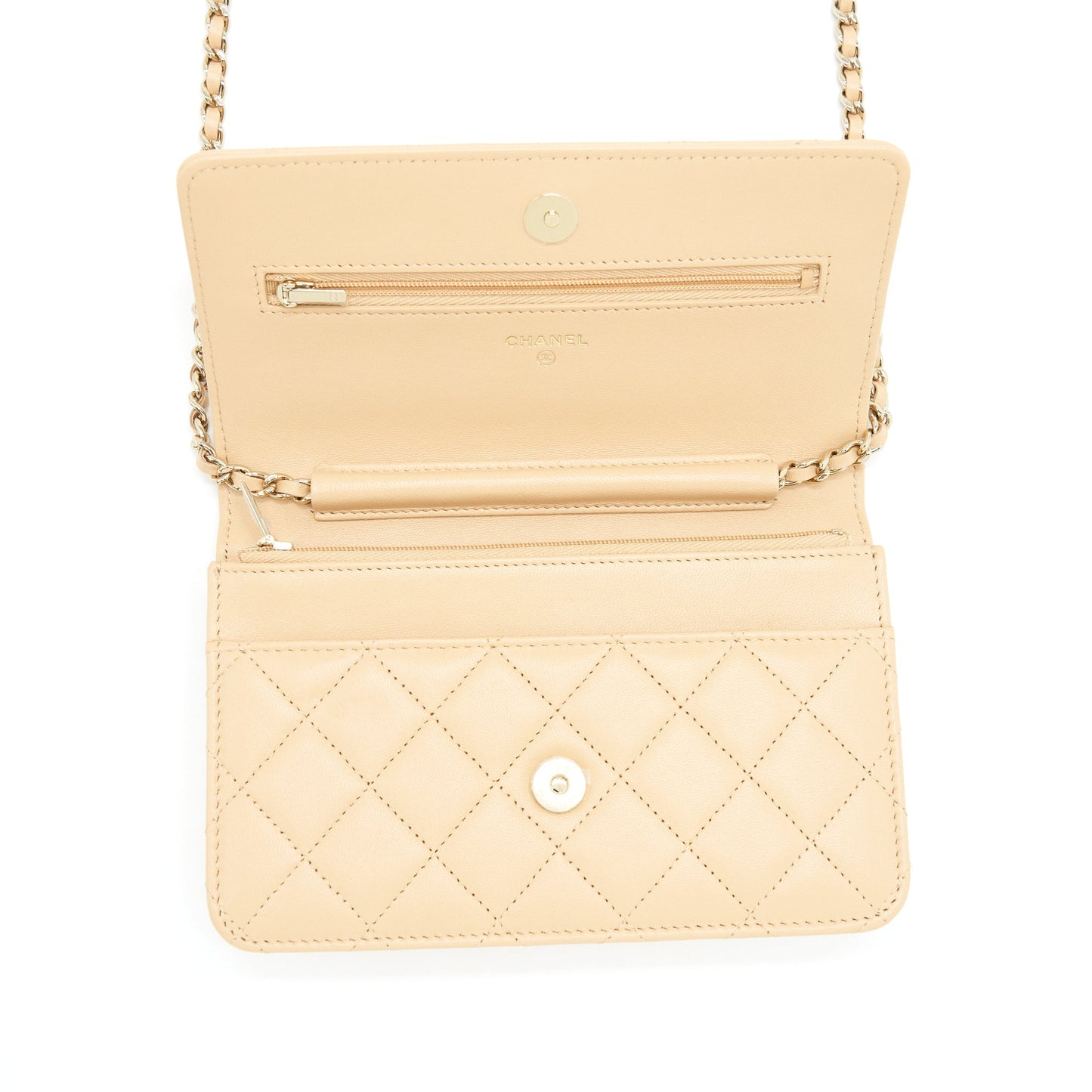 Chanel Classic Wallet On Chain Lambskin Beige LGHWMicrochip