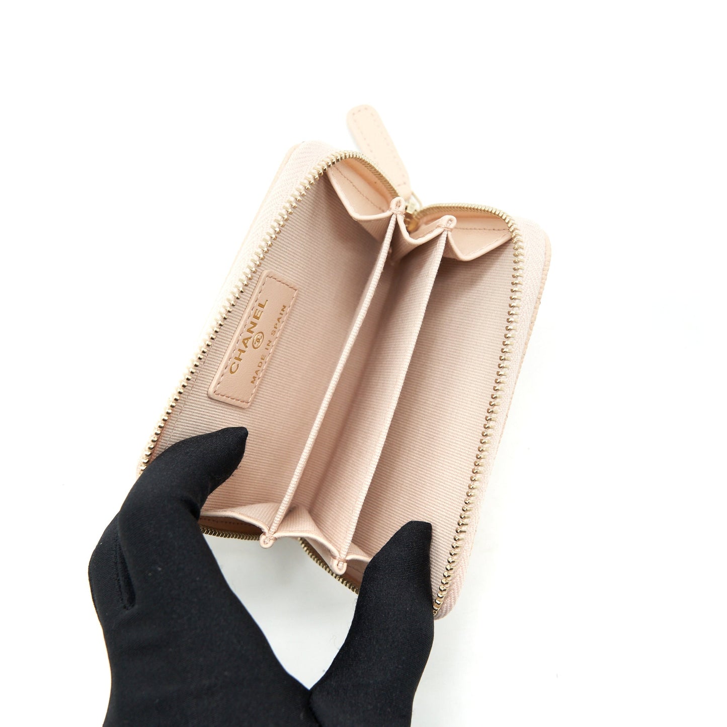 Chanel 22C Zippy Card Holder Caviar Light Beige LGHW