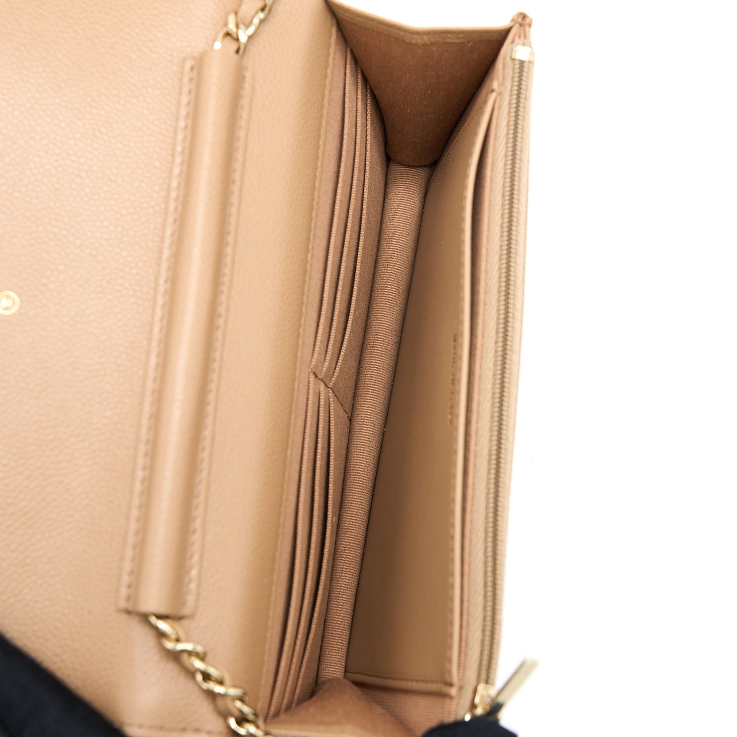 Chanel 22K Wallet On Chain Caviar Dark Beige LGHW (Microchip)