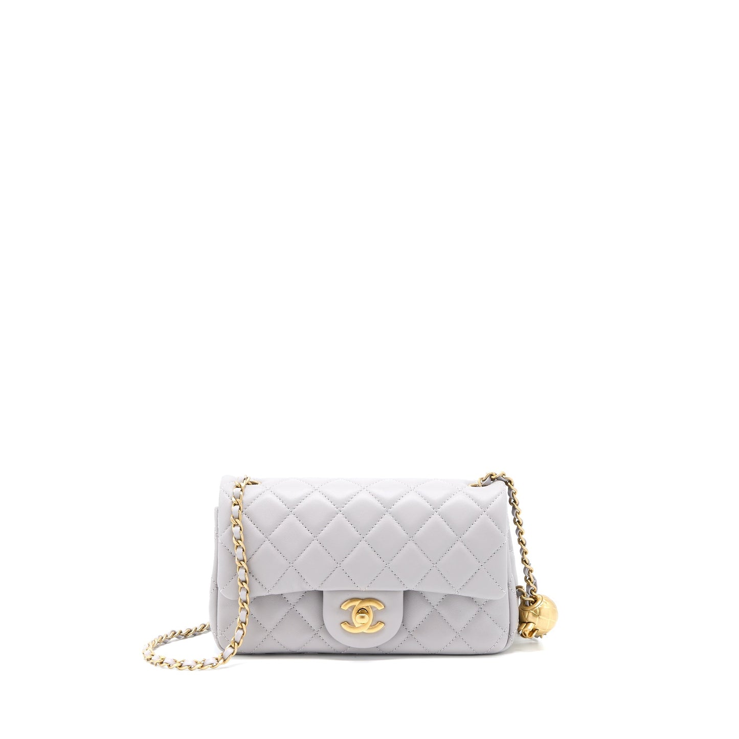 Chanel Pearl Crush Mini Rectangular Lambskin Grey Brushed GHW(Microchip)