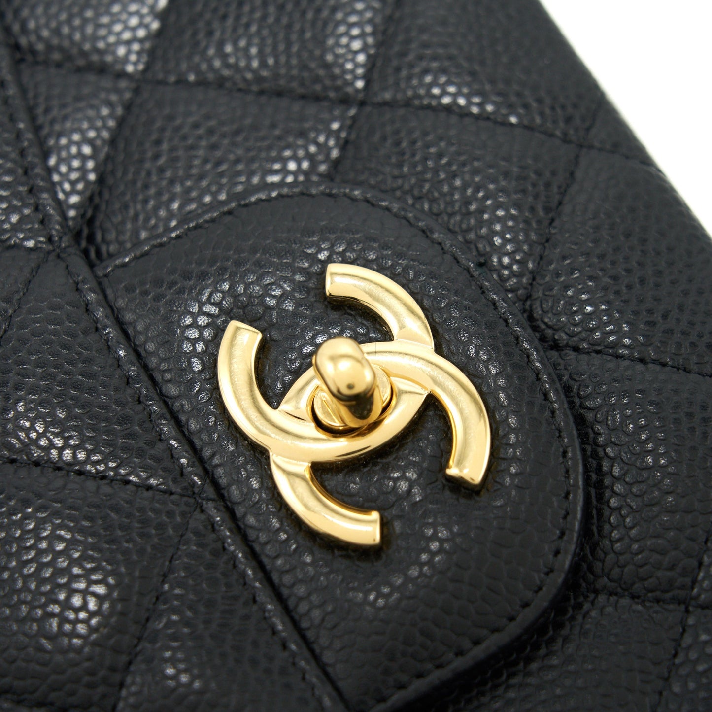 CHANEL CLASSIC JUMBO SINGLE FLAP BAG BLACK CAVIER GHW