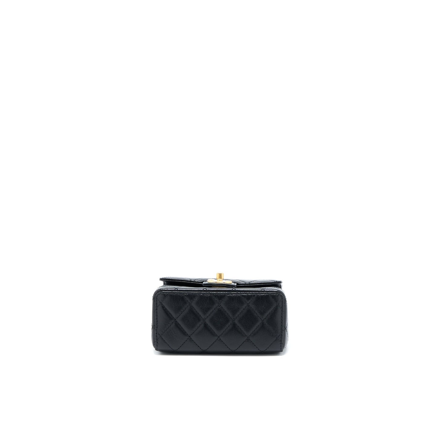 Chanel 22K Retro Classic New Square Mini Flap Bag Goatskin Black GHW (Microchip)