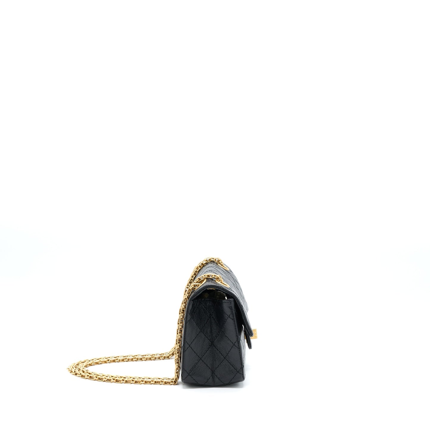 Chanel Mini 2.55 Reissue Flap Bag Aged Calfskin Black Brushed GHW (Microchip)