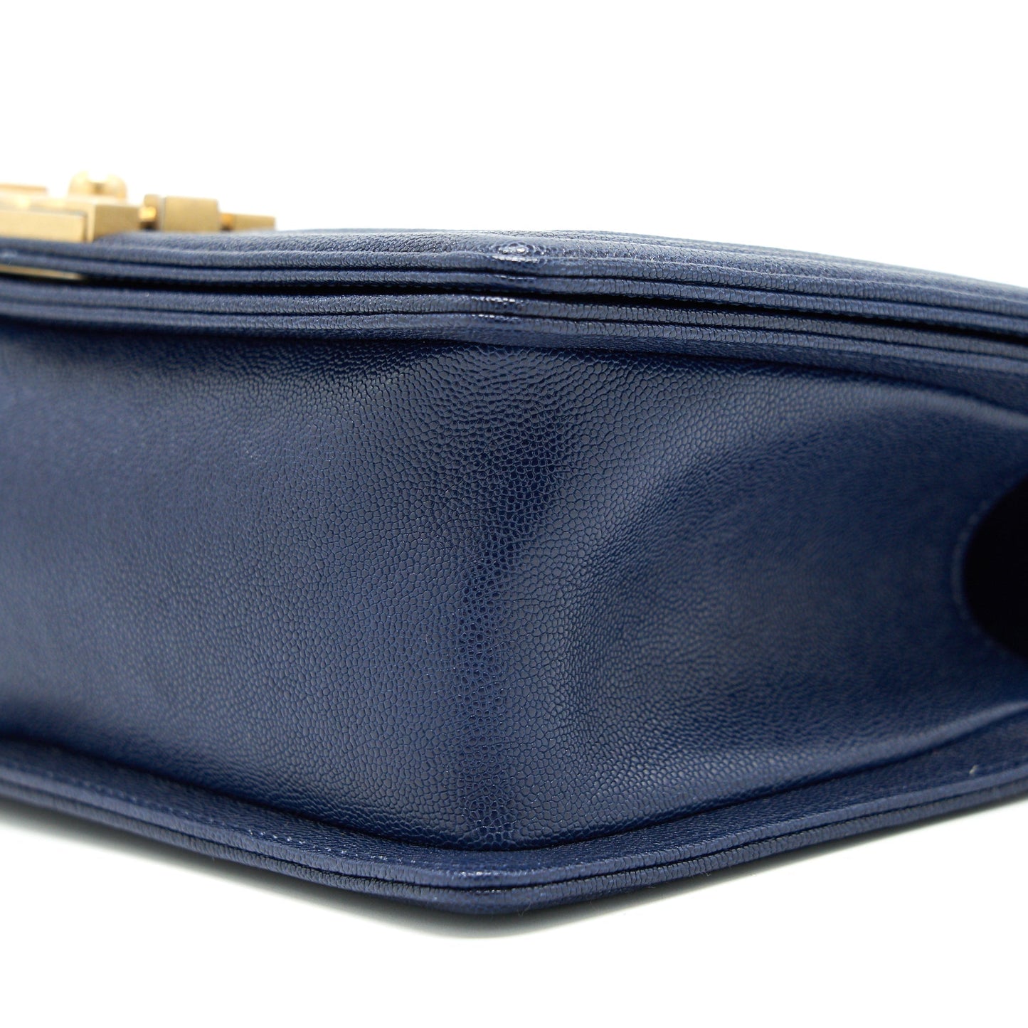 Chanel Boy Chanel Old Medium Caviar Navy with GHW