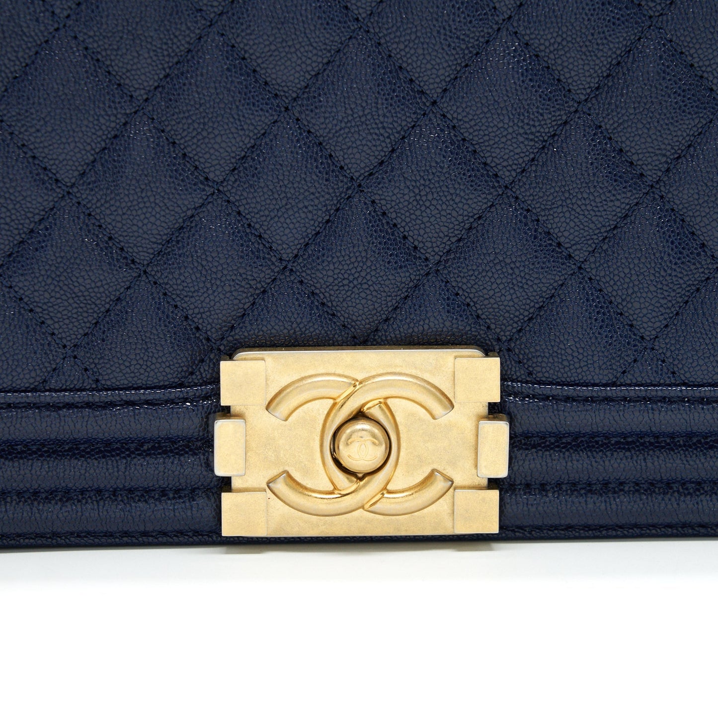 Chanel Boy Chanel Old Medium Caviar Navy with GHW
