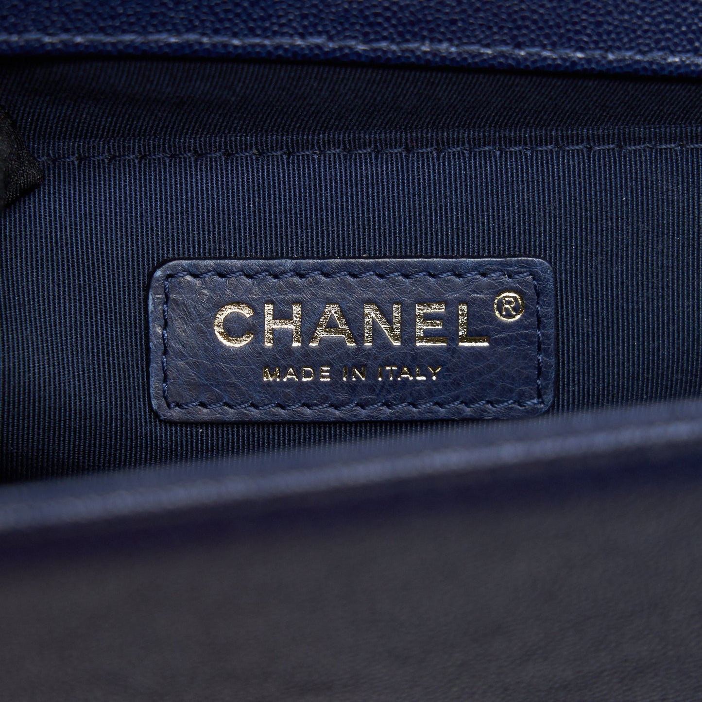 Chanel Boy Chanel Old Medium Caviar Navy with GHW