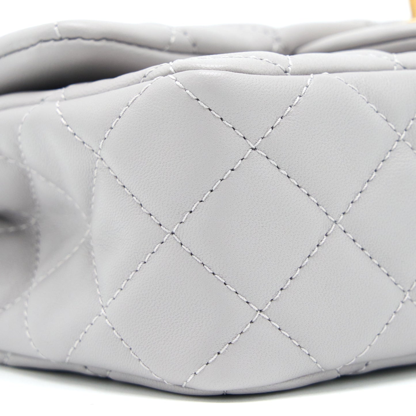 Chanel Pearl Crush Mini Rectangular Lambskin Grey Brushed GHW(Microchip)