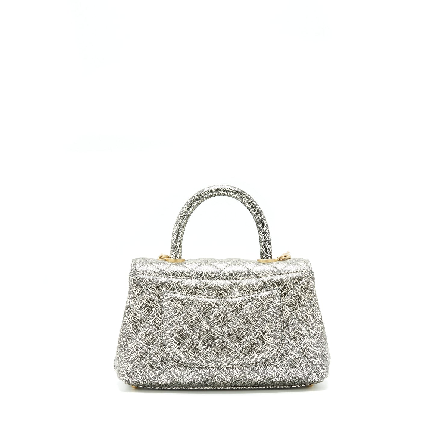 Chanel small coco handle 24cm Caviar Metallic Silver GHW