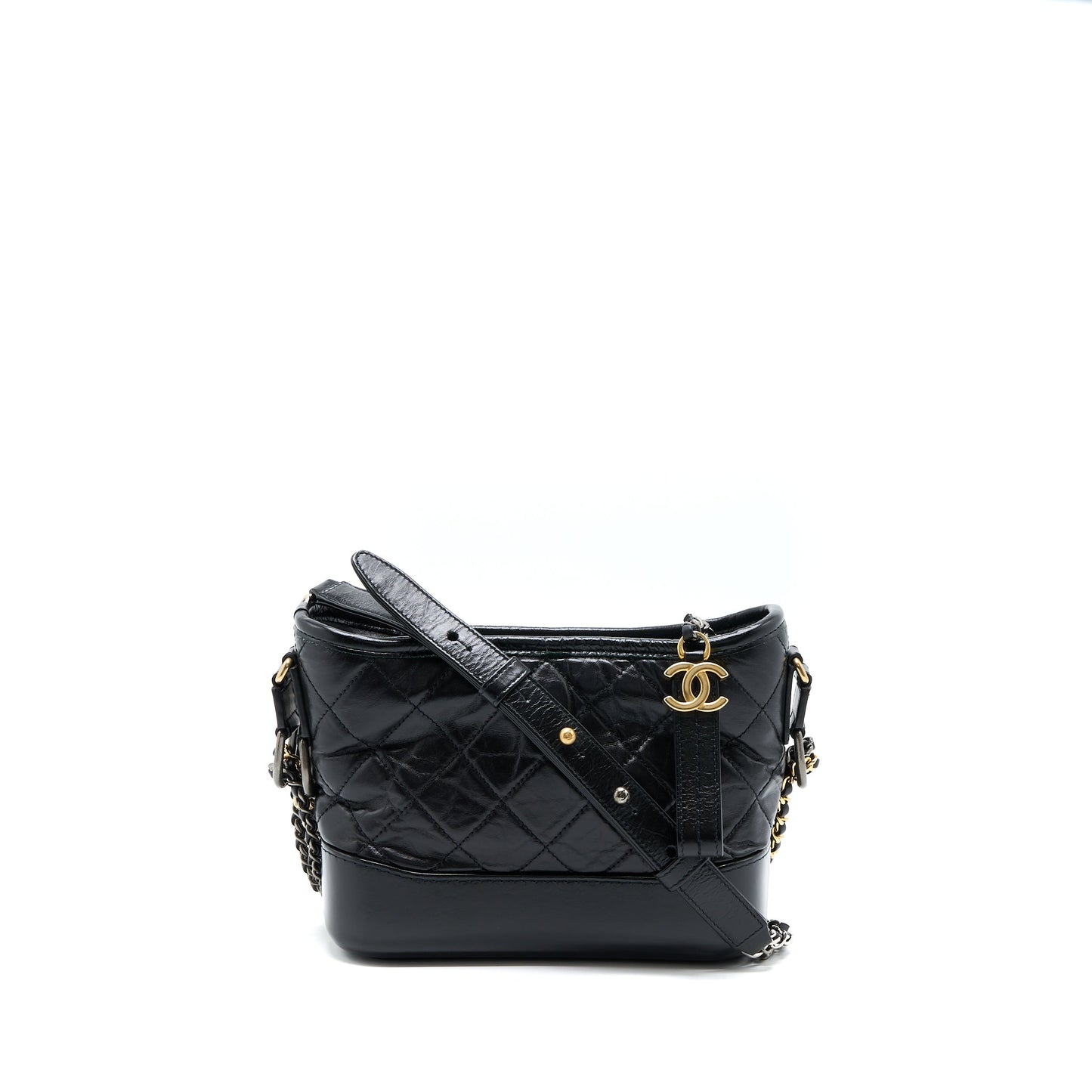 Chanel Small Gabrielle Hobo Bag Calfskin Black Multicolour Hardware