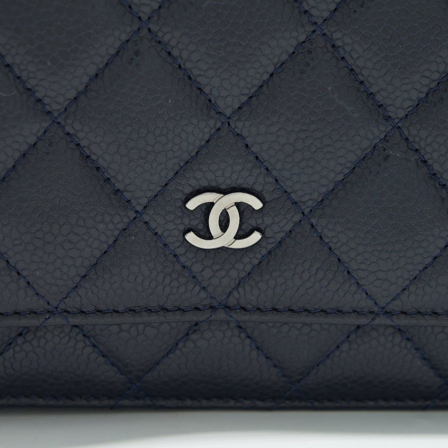 Chanel Classic Wallet On Chain Caviar Navy Ruthenium Hardware