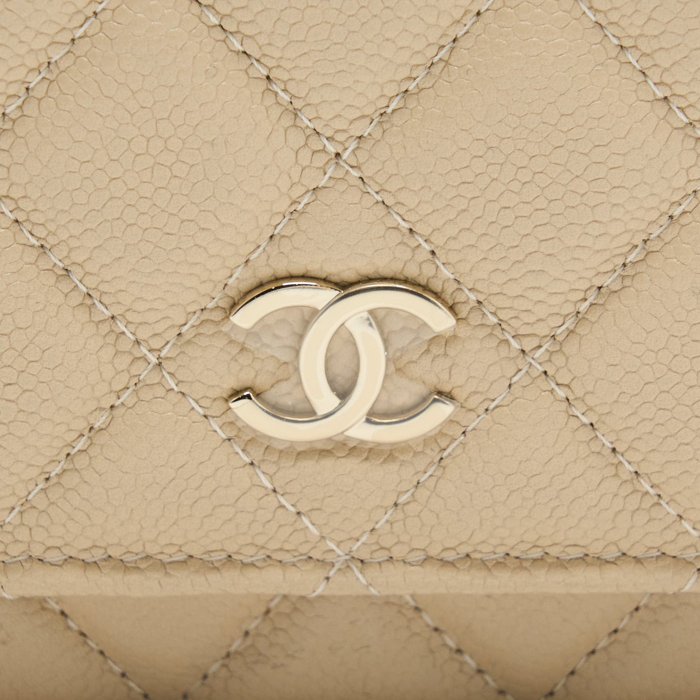 Chanel Wallet On Chain With Detailed Chain Caviar Beige LGHW (Microchip)