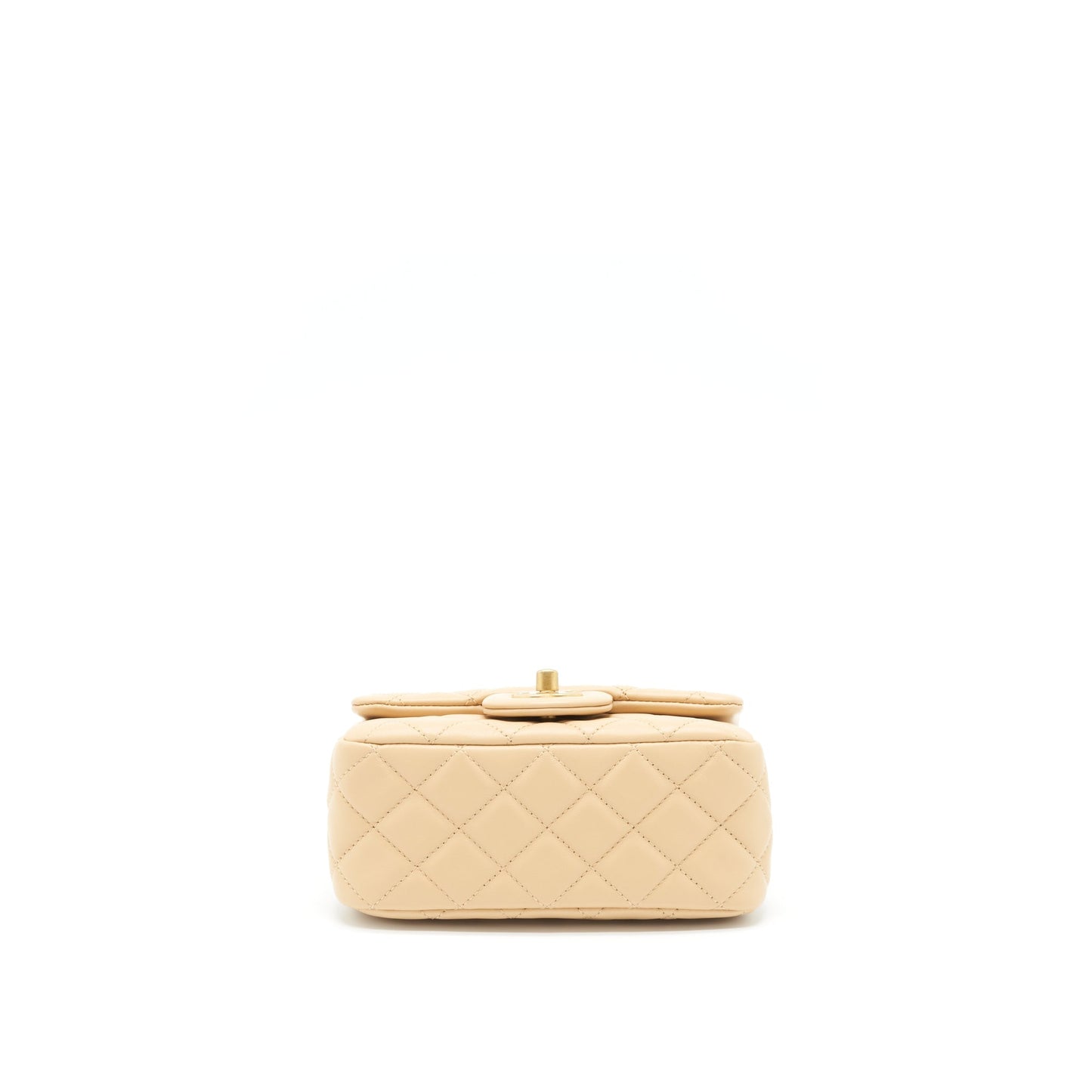 Chanel 22C Pearl Crush Mini Square Flap Bag Lambskin Beige GHW (Microchip)