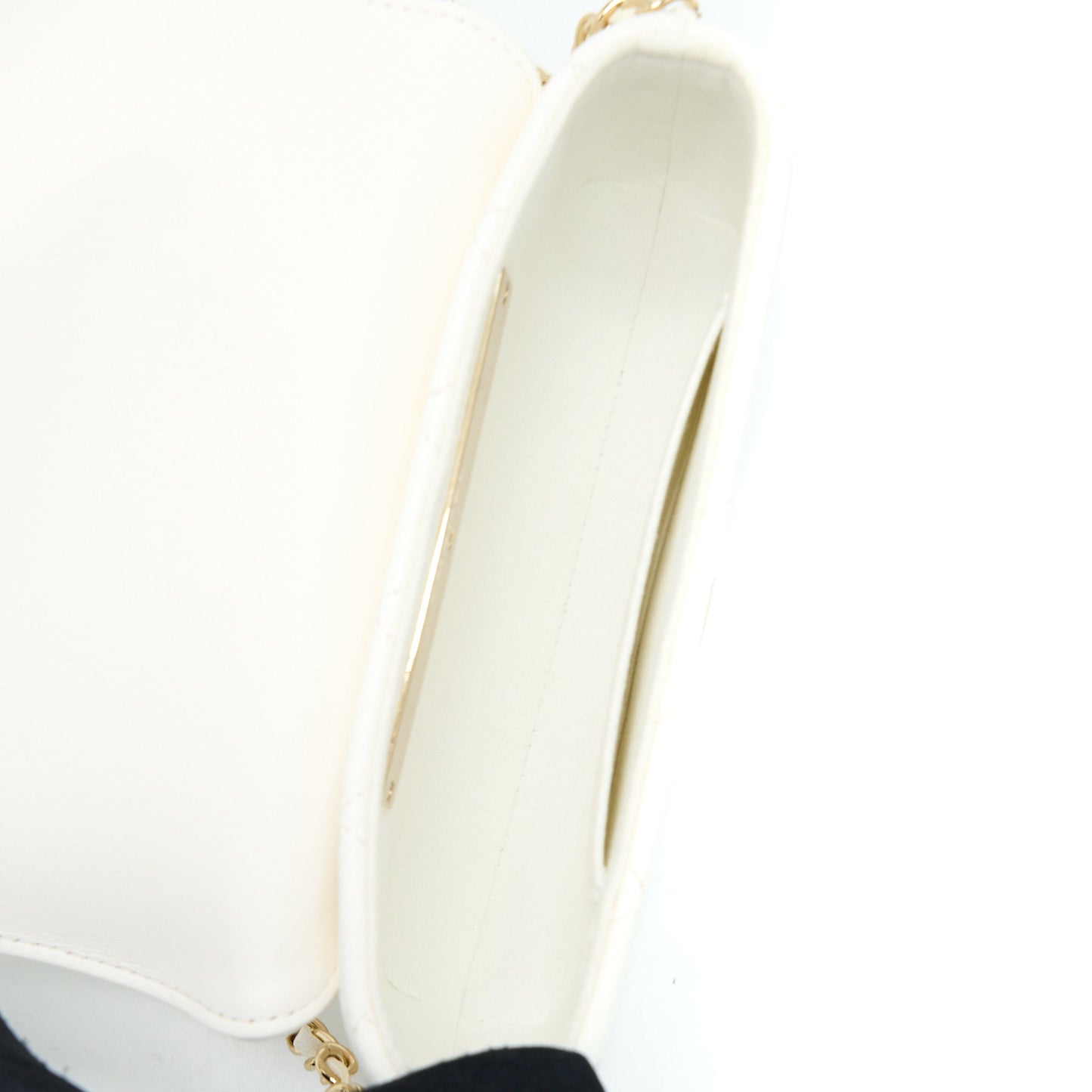 Chanel Rectangular Mini Flap Phone Case Bag Quilted Lambskin White LGHW (Microchip)