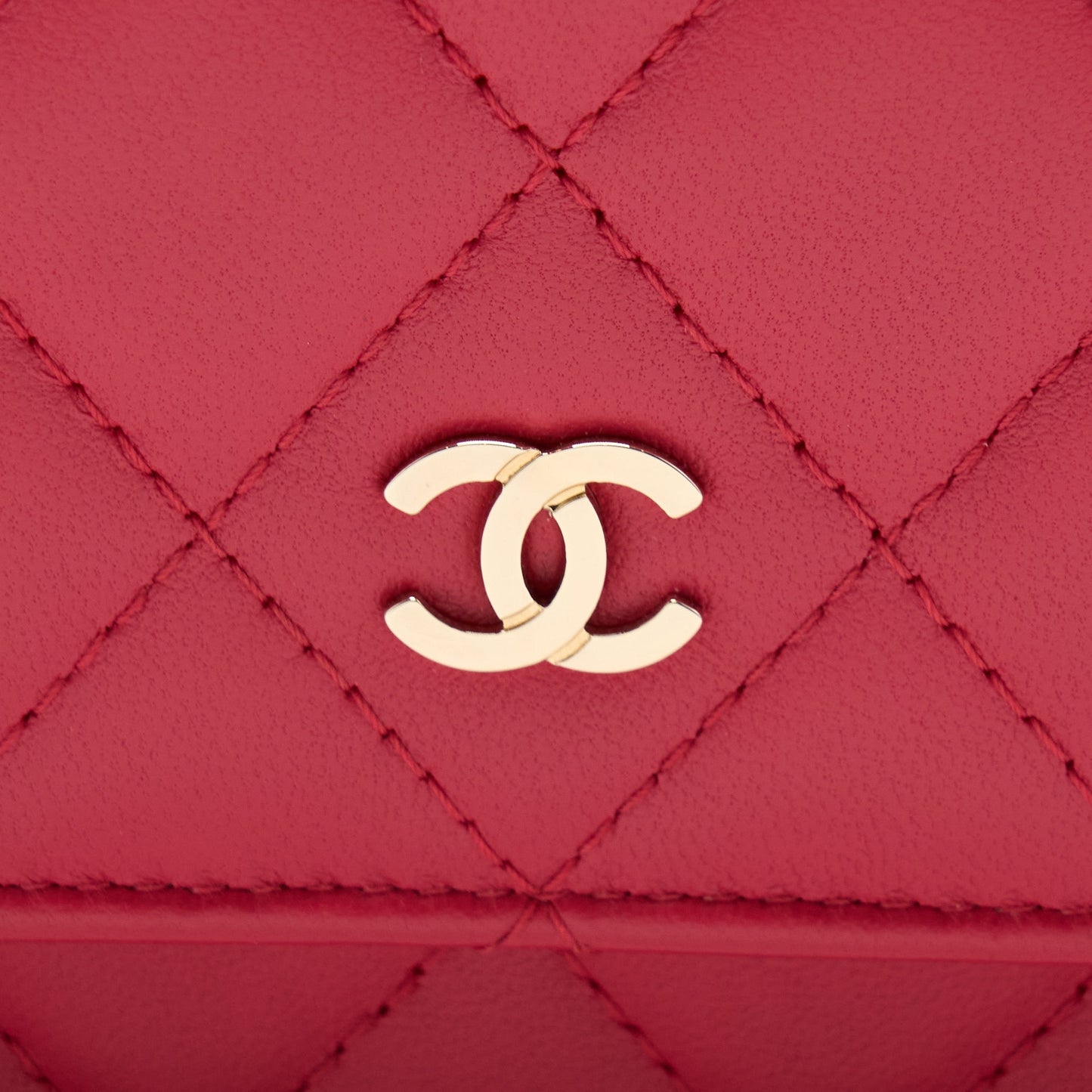 Chanel Classic Wallet On Chain Lambskin Red GHW