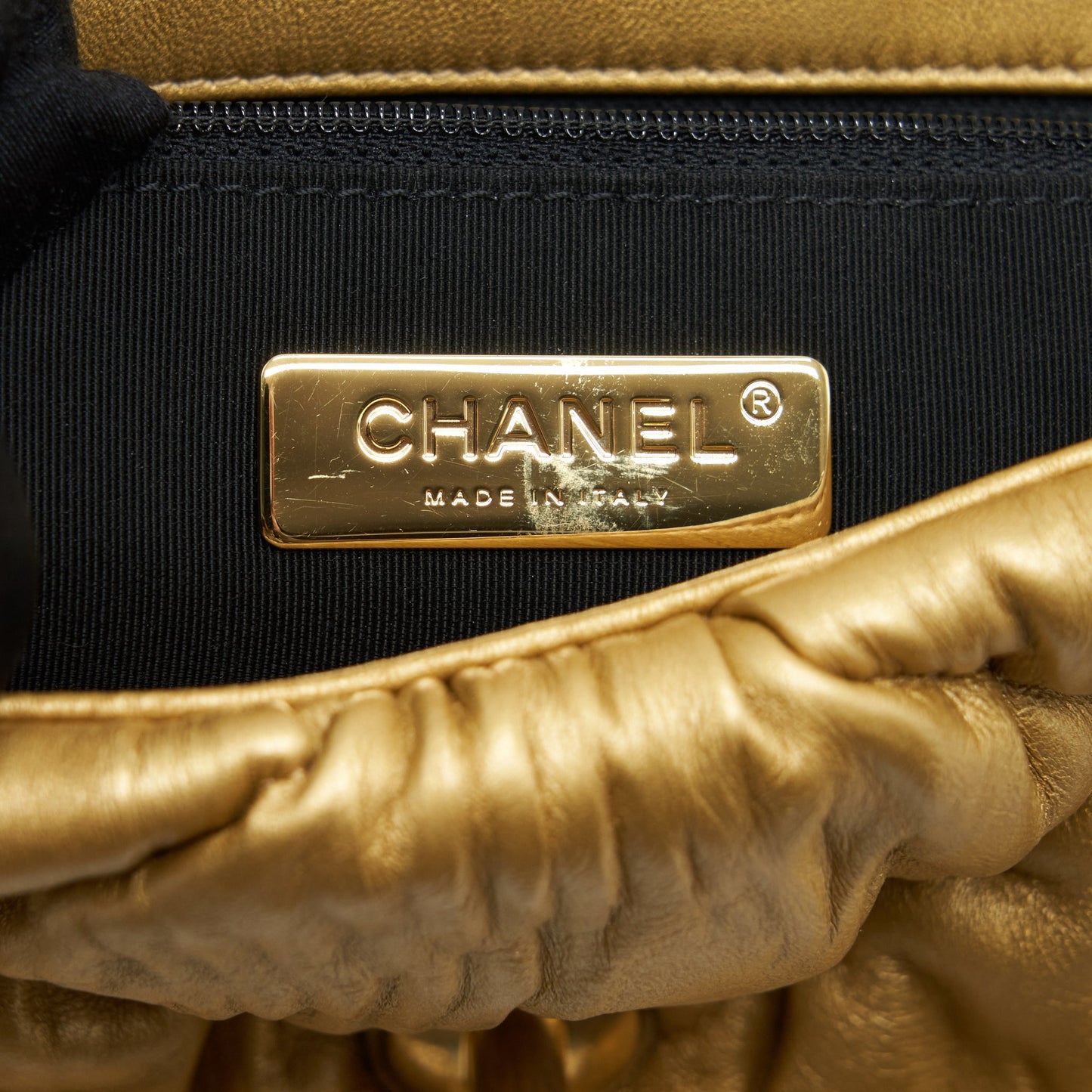 Chanel Small 19 Bag Limited Edition Lambskin Gold With Gold/Silver Hardware(Microchip)