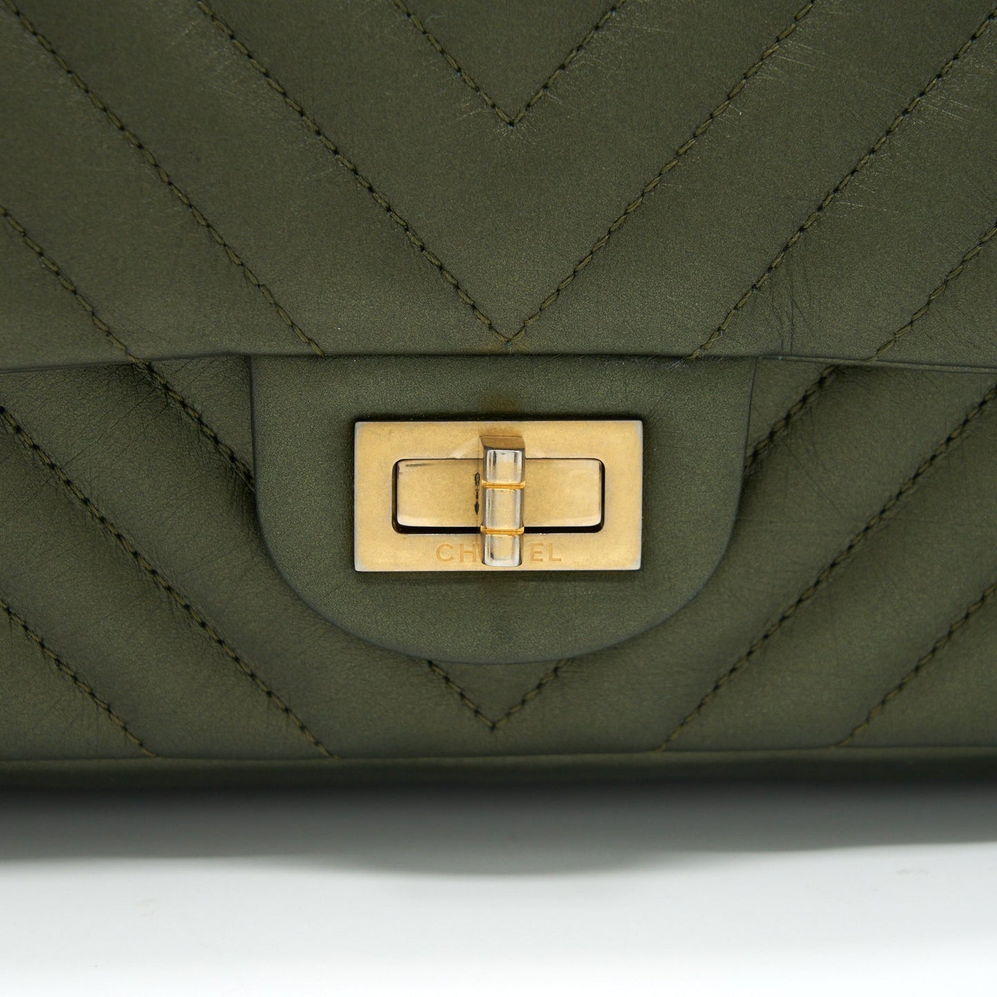 Chanel Small 2.55 Reissue Flap Bag Calfskin Dark Green Brushed Gold Hardware