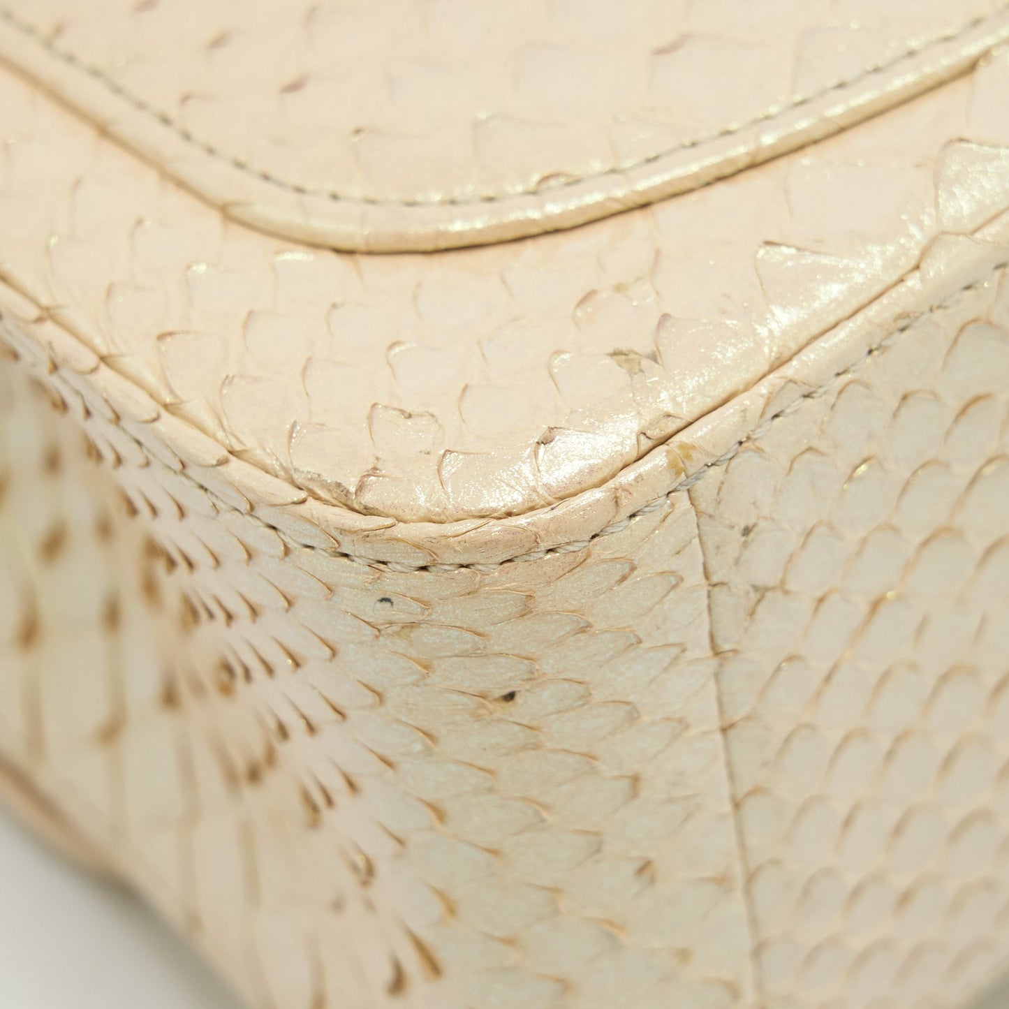 Chanel Mini Square Flap Bag Python Iridescent Light Beige SHW