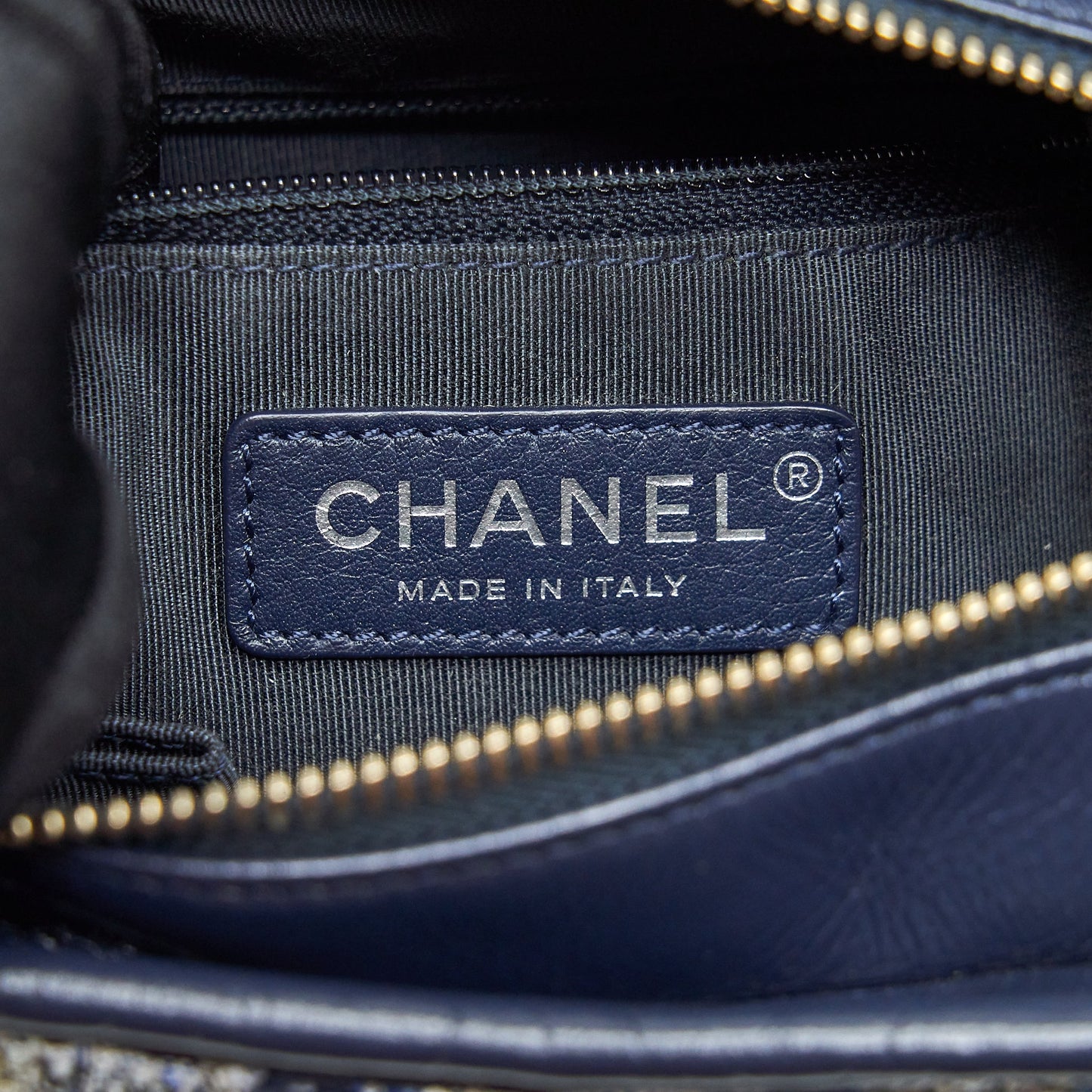 Chanel Small Gabrielle Hobo Bag Tweed Blue With Multi Colour Hardware
