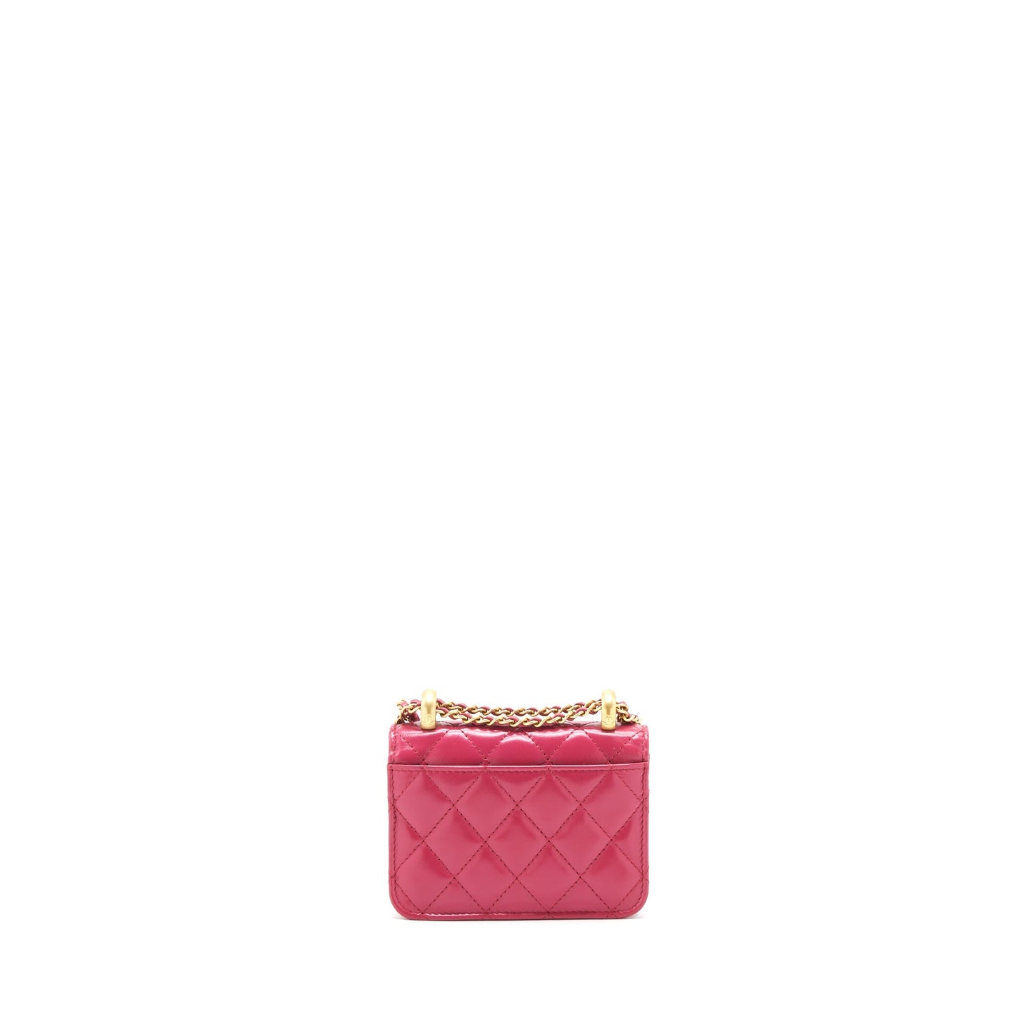 Chanel 21A Gold crush mini flap bag with chain calfskin raspberry pink GHW