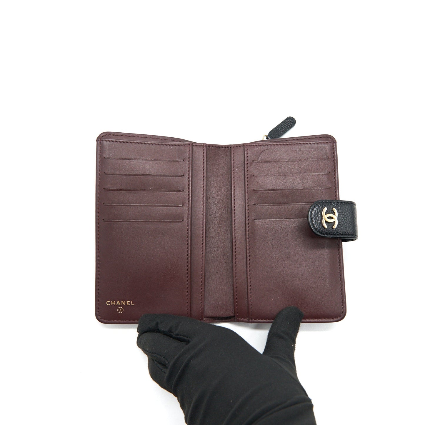 Chanel Quilted CC Bifold Caviar Wallet Black GHW