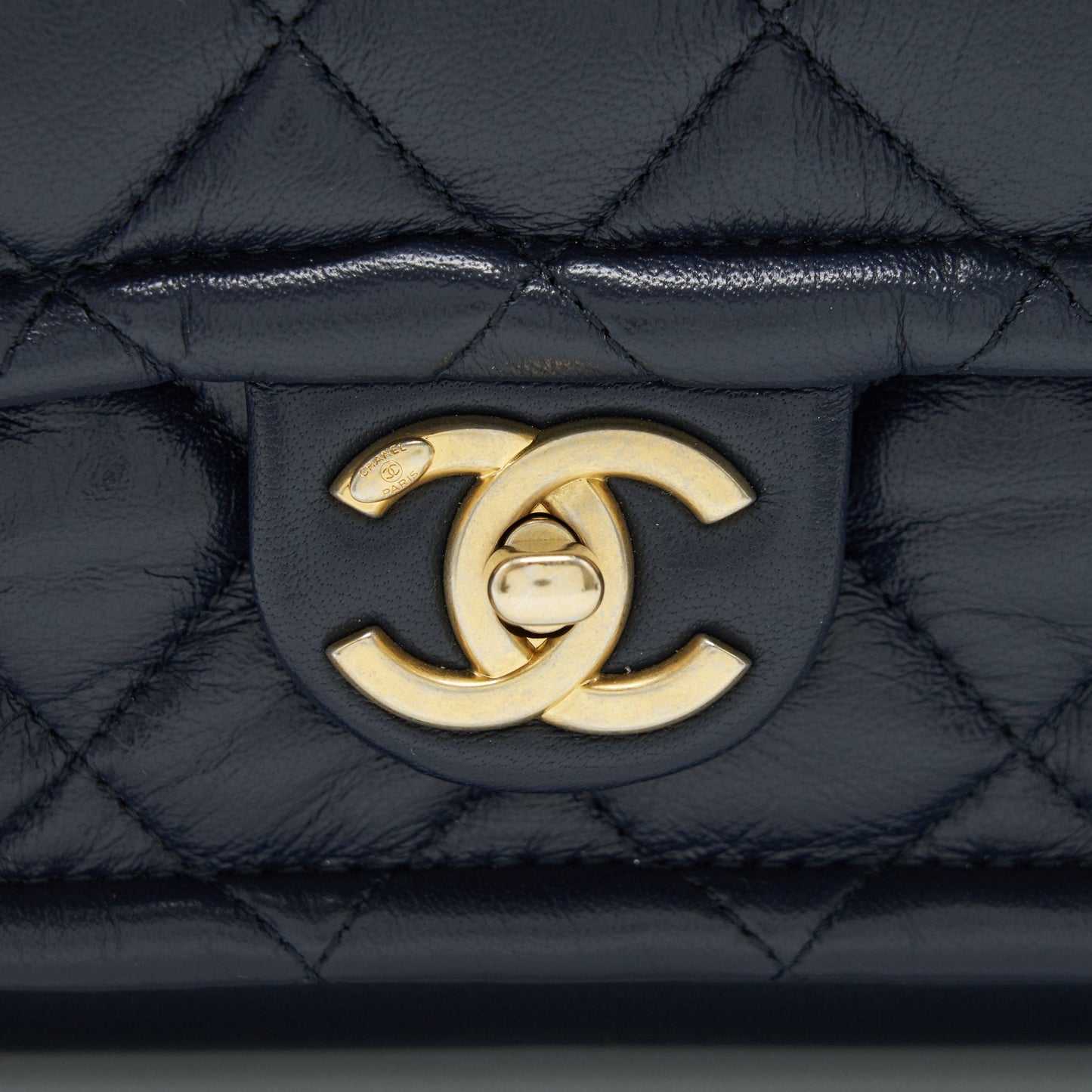 Chanel Quilted Flap Bag Navy with Brushed GHW