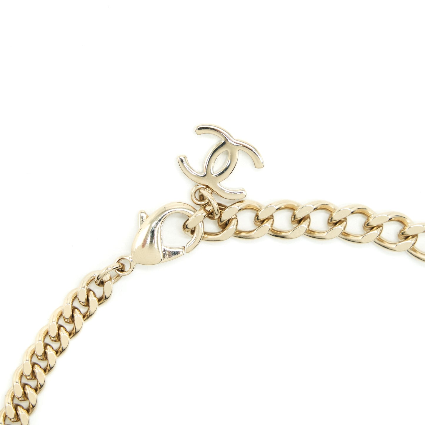Chanel Logo Chain Choker / Double Chain Chocker Light Gold Tone