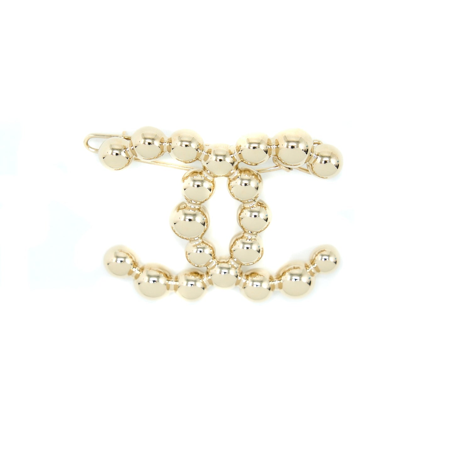 Chanel CC Logo Hair Clip Light Gold Tone