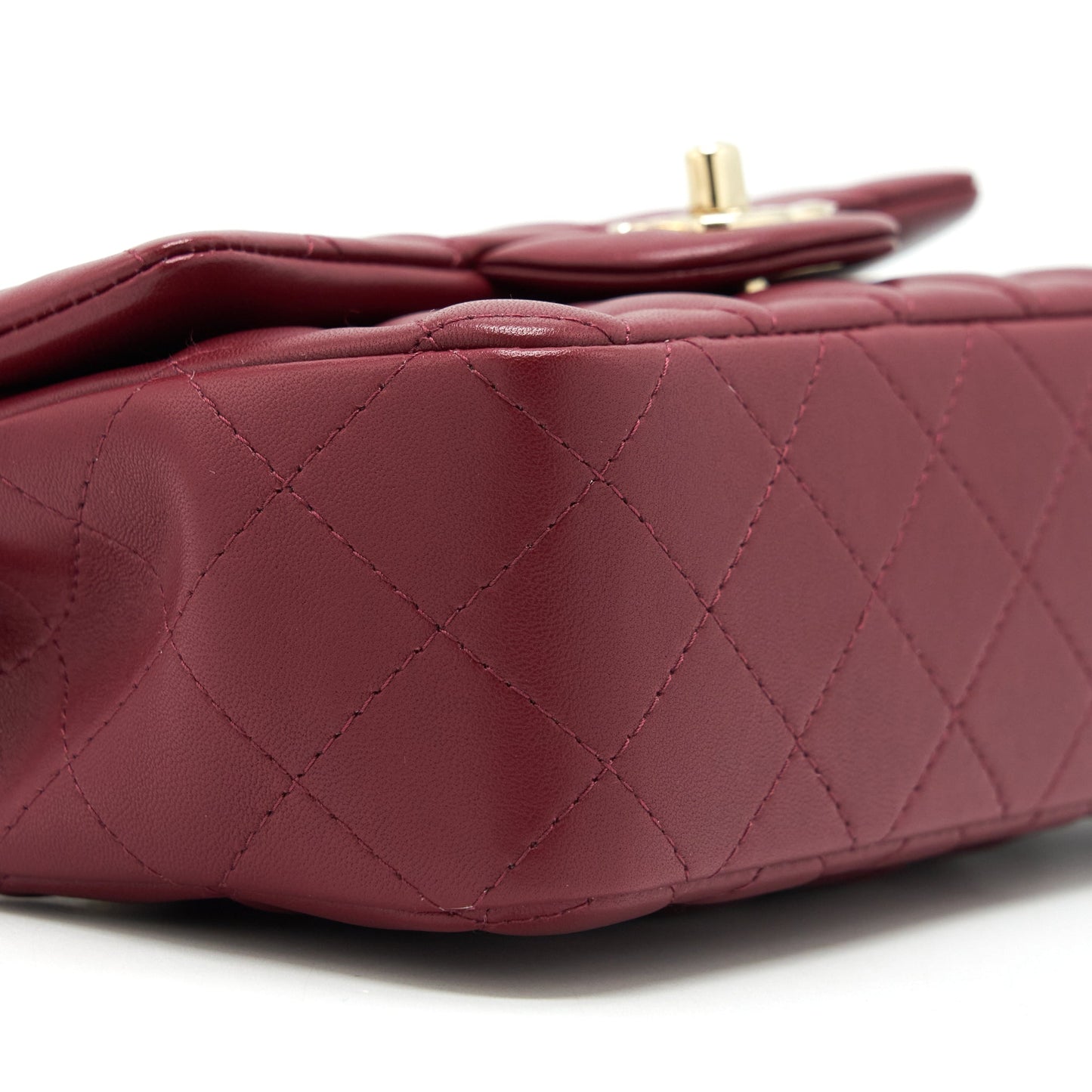 Chanel 22C Mini rectangular flap bag lambskin dark red LGHW microchip