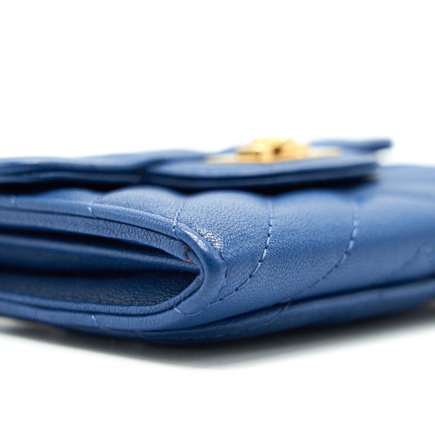 Chanel Chevron 2.55 reissue card Holder Blue GHW