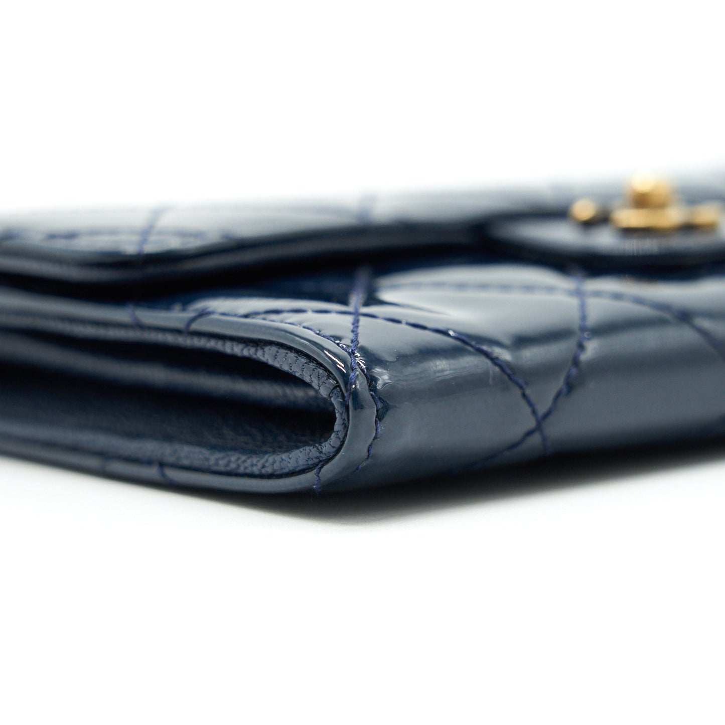 Chanel Patent Leather flap Wallet Navy