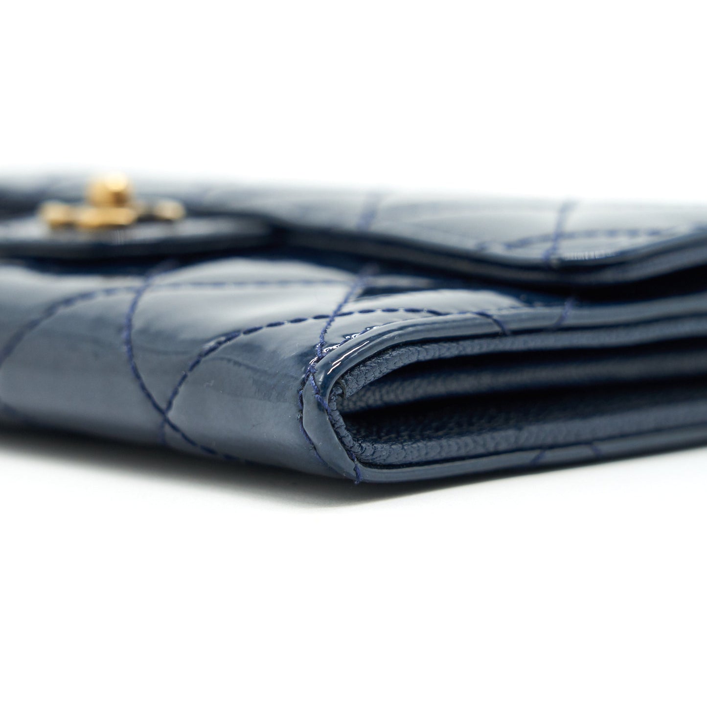 Chanel Patent Leather flap Wallet Navy