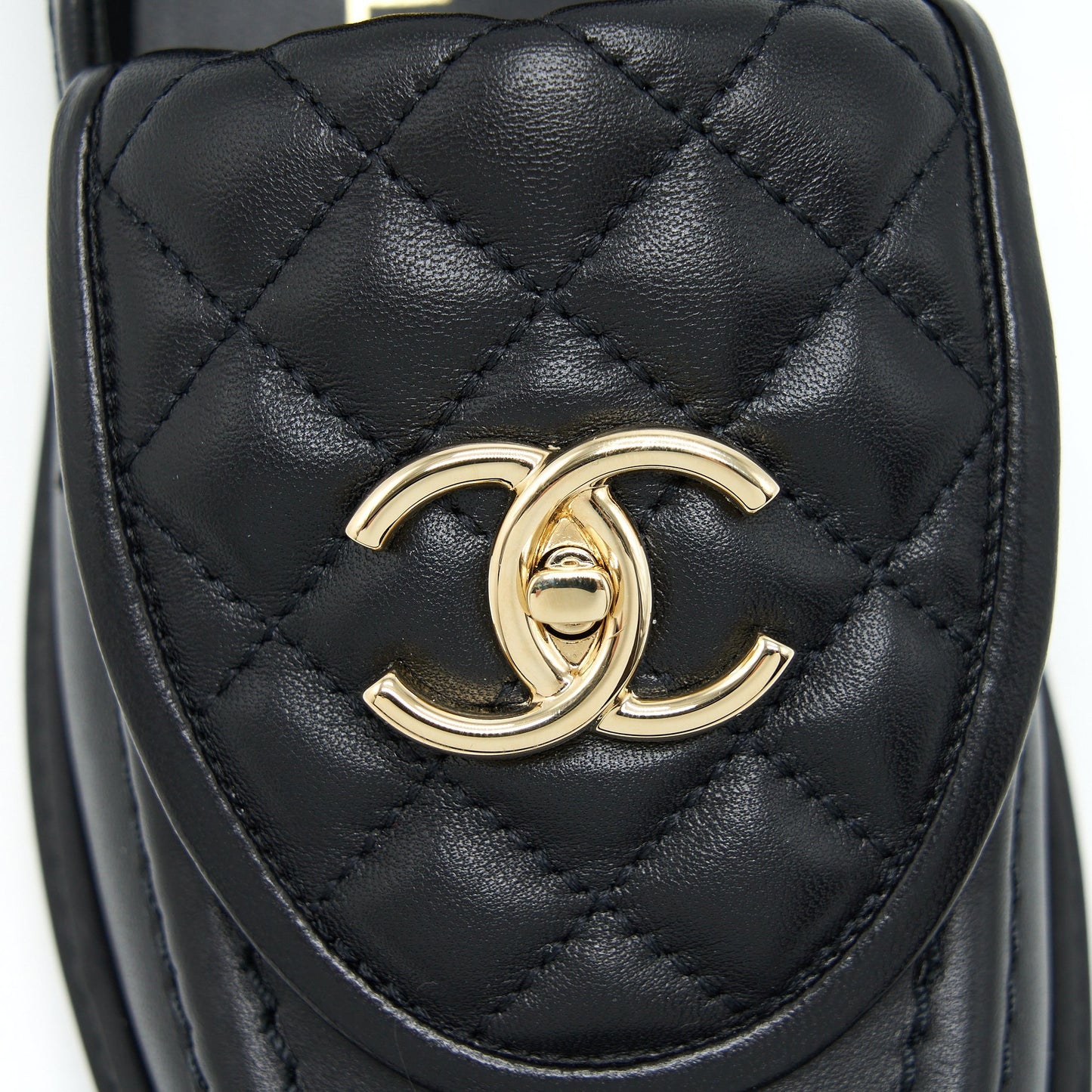 Chanel Size 37 22S Quilted CC Logo Loafer Black LGHW