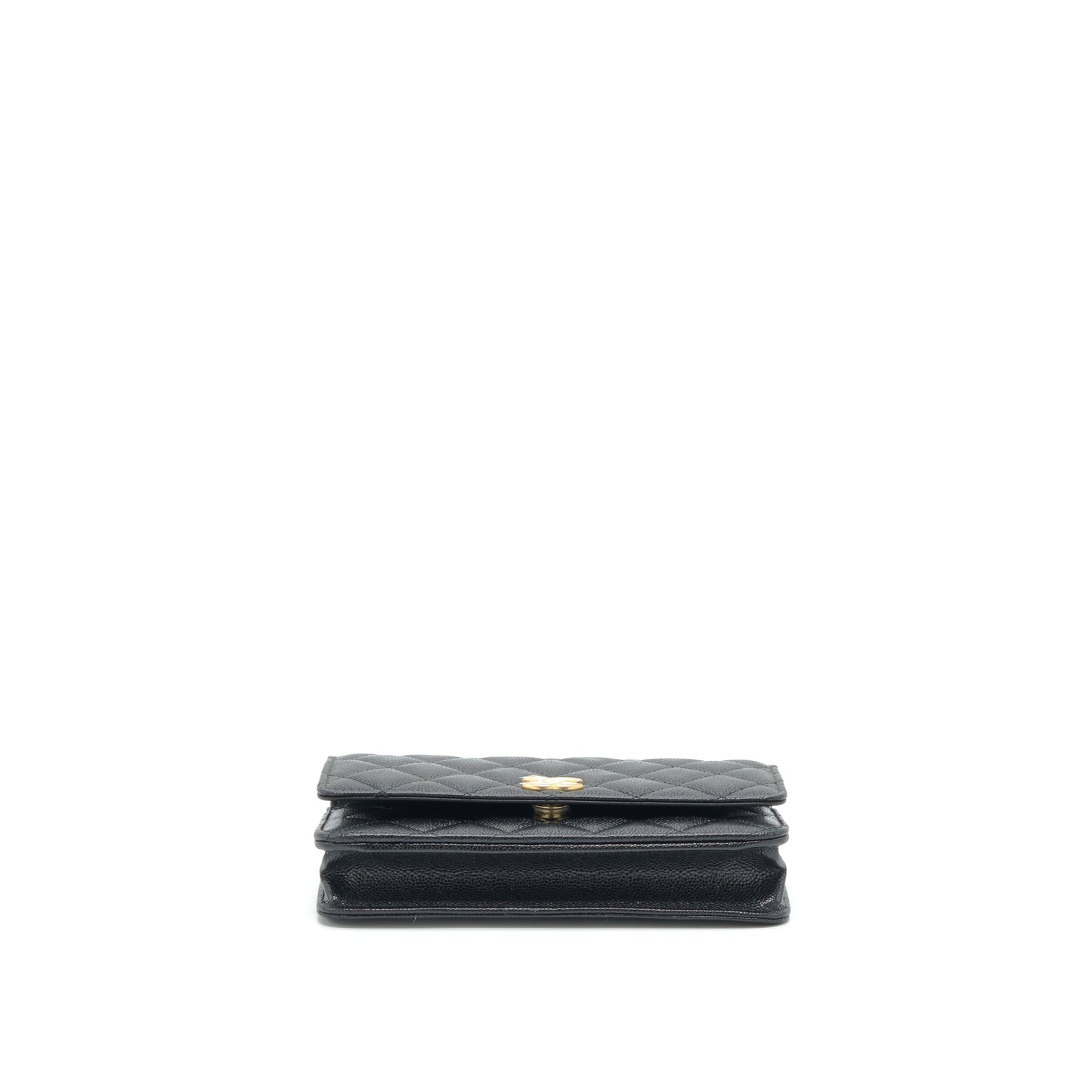 Chanel 22S Logo Top Handle Wallet On Chain Caviar Black GHW (Microchip)