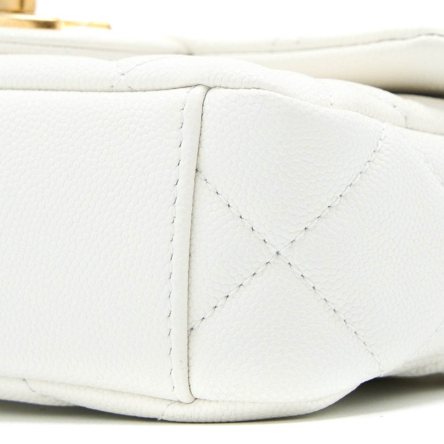 Chanel 22A Small Flap Bag Caviar White With GHW (Microchip)