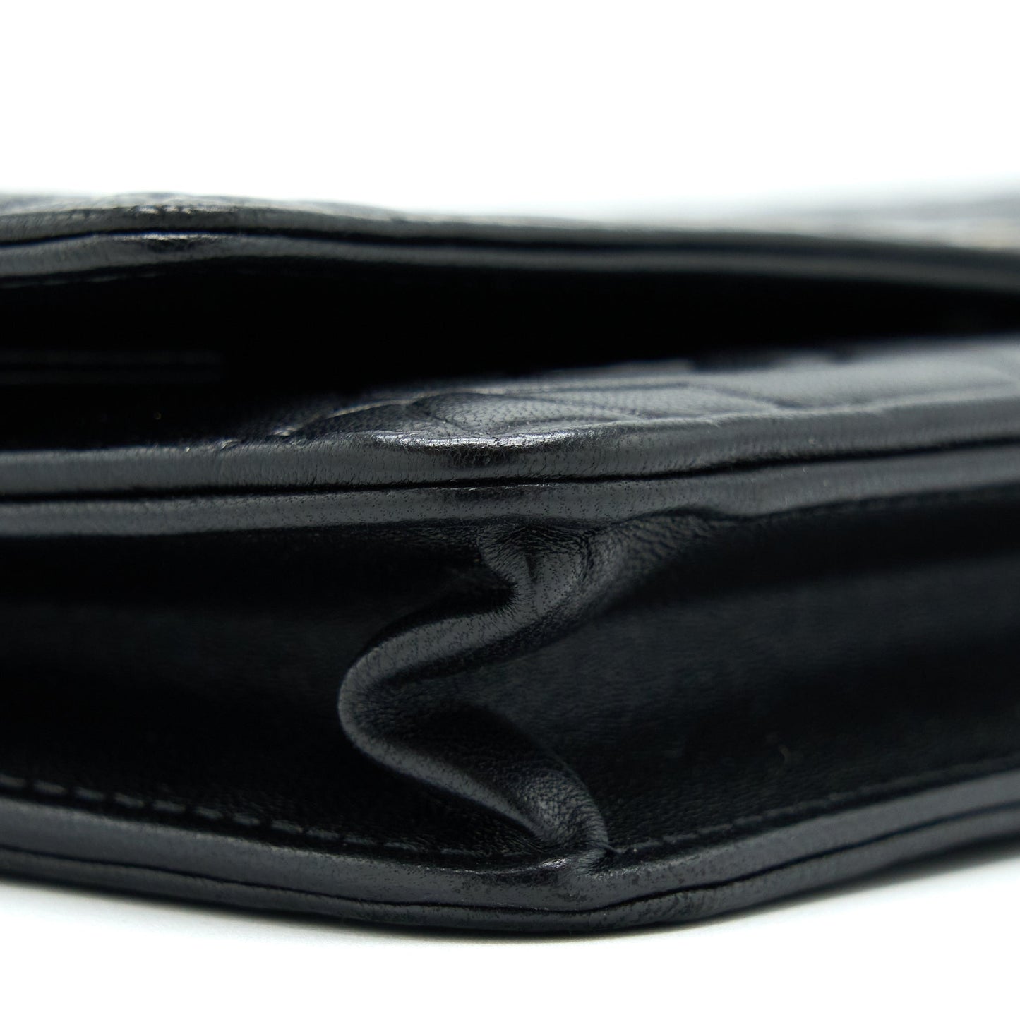 Chanel Camellia Wallet On Chain Lambskin Black SHW