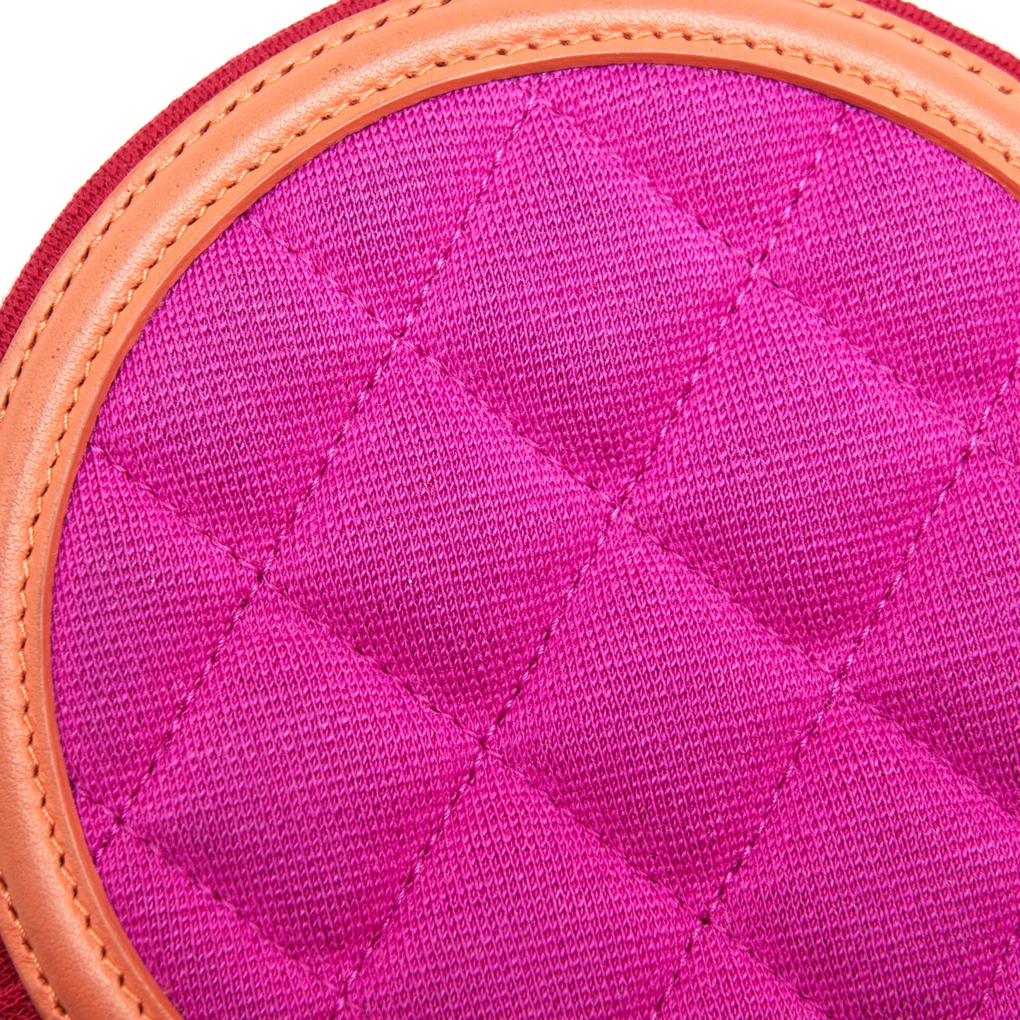 Chanel mini round Vanity with Chain Fabric Multi colour GHW