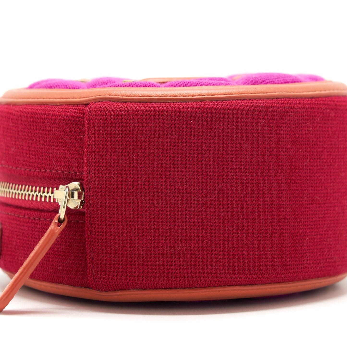Chanel mini round Vanity with Chain Fabric Multi colour GHW