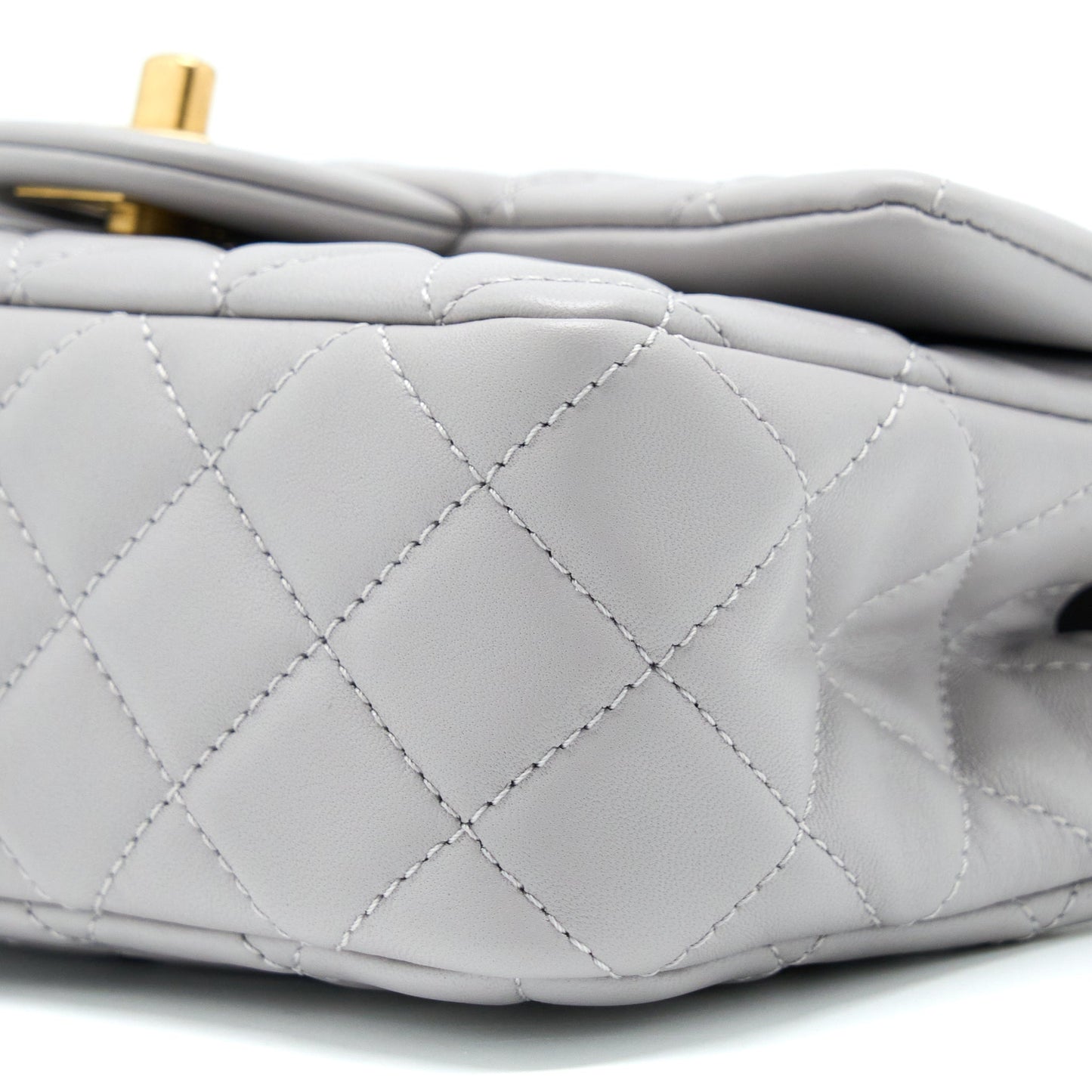 Chanel Pearl Crush Mini Rectangular Lambskin Grey Brushed GHW (Microchip)