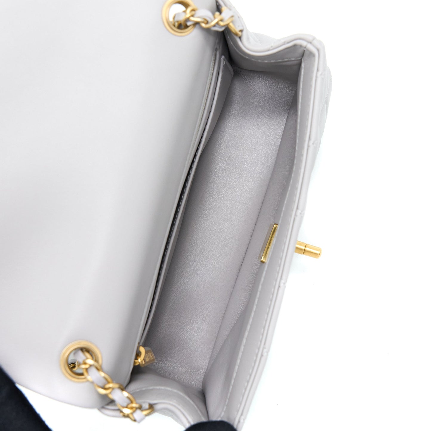 Chanel Pearl Crush Mini Rectangular Lambskin Grey Brushed GHW (Microchip)