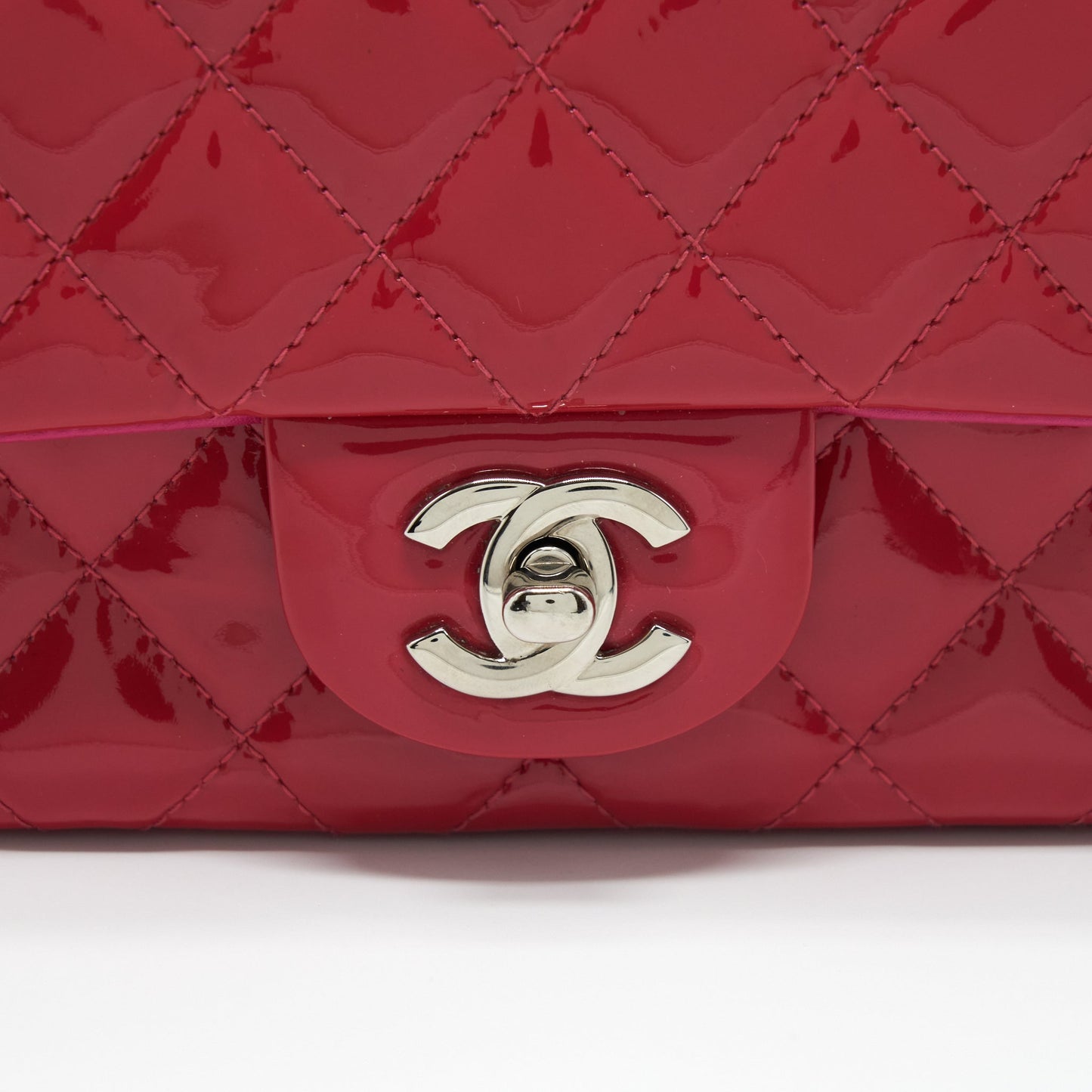 Chanel Mini Rectangular Flap Bag Patent Pink SHW
