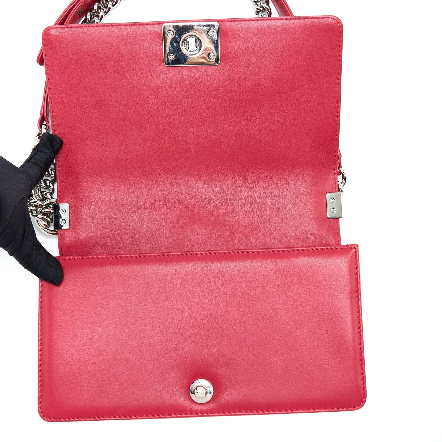 Chanel Medium Boy Bag Lambskin Red SHW