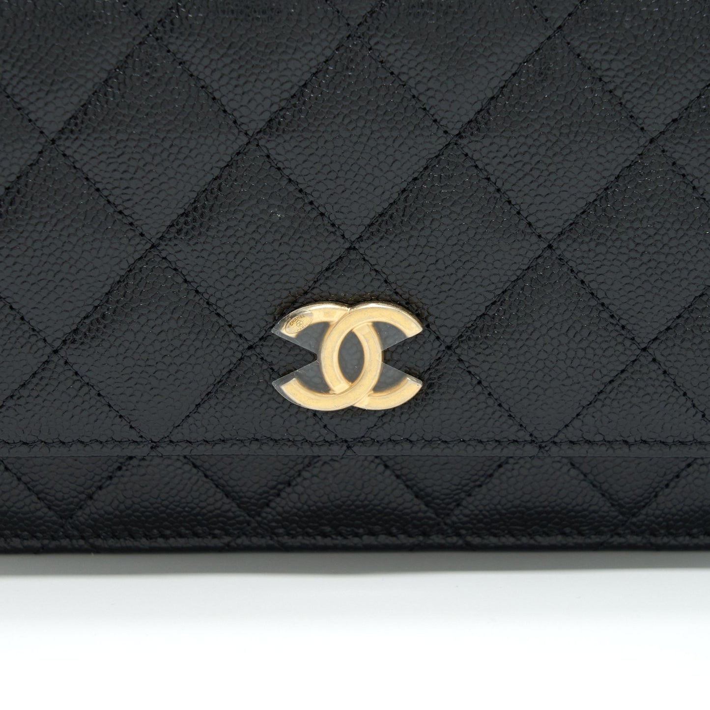 Chanel 22S Logo Top Handle Wallet On Chain Caviar Black GHW (Microchip)