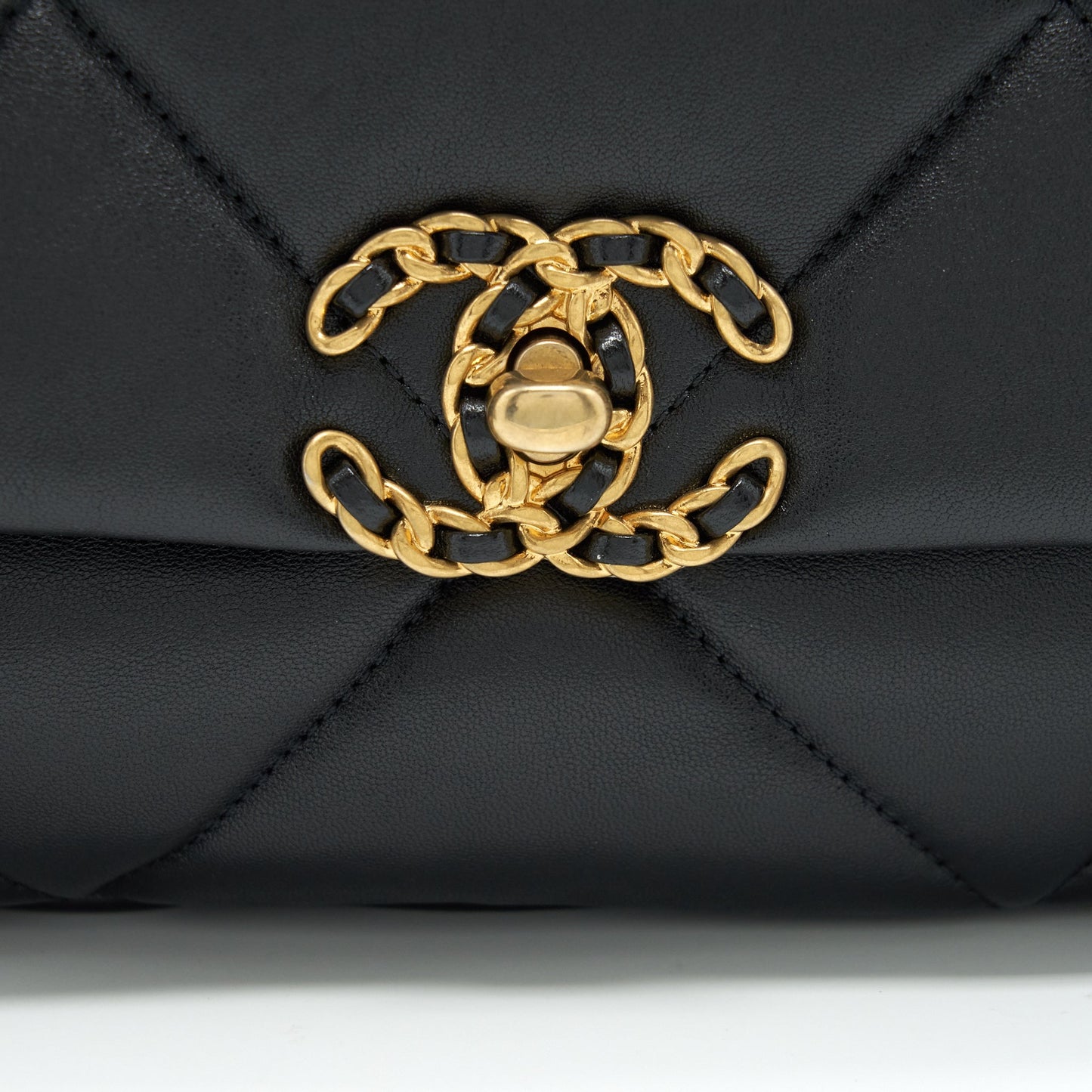 Chanel Small 19 Bag Lambskin Black With Gold And Silver Hardware
