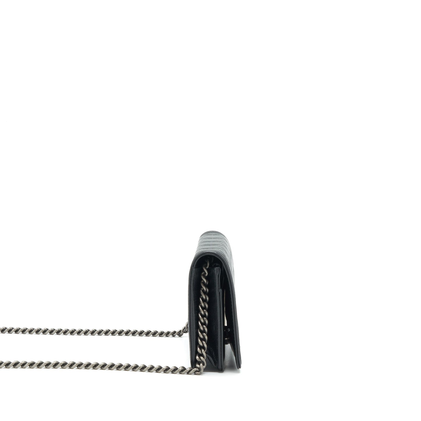 Chanel Boy Wallet On Chain Caviar Black Ruthenium Sliver Hardware (Microchip