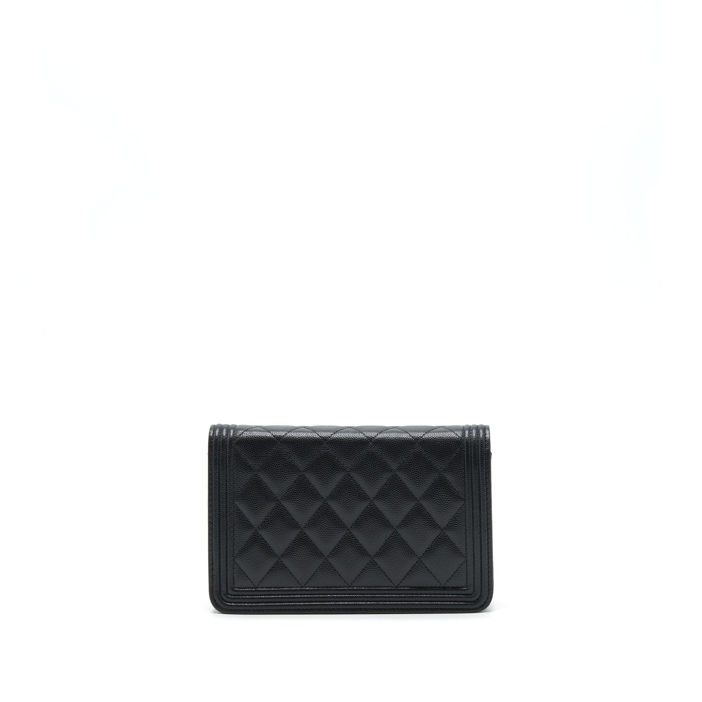 Chanel Boy Wallet On Chain Caviar Black Ruthenium Sliver Hardware (Microchip