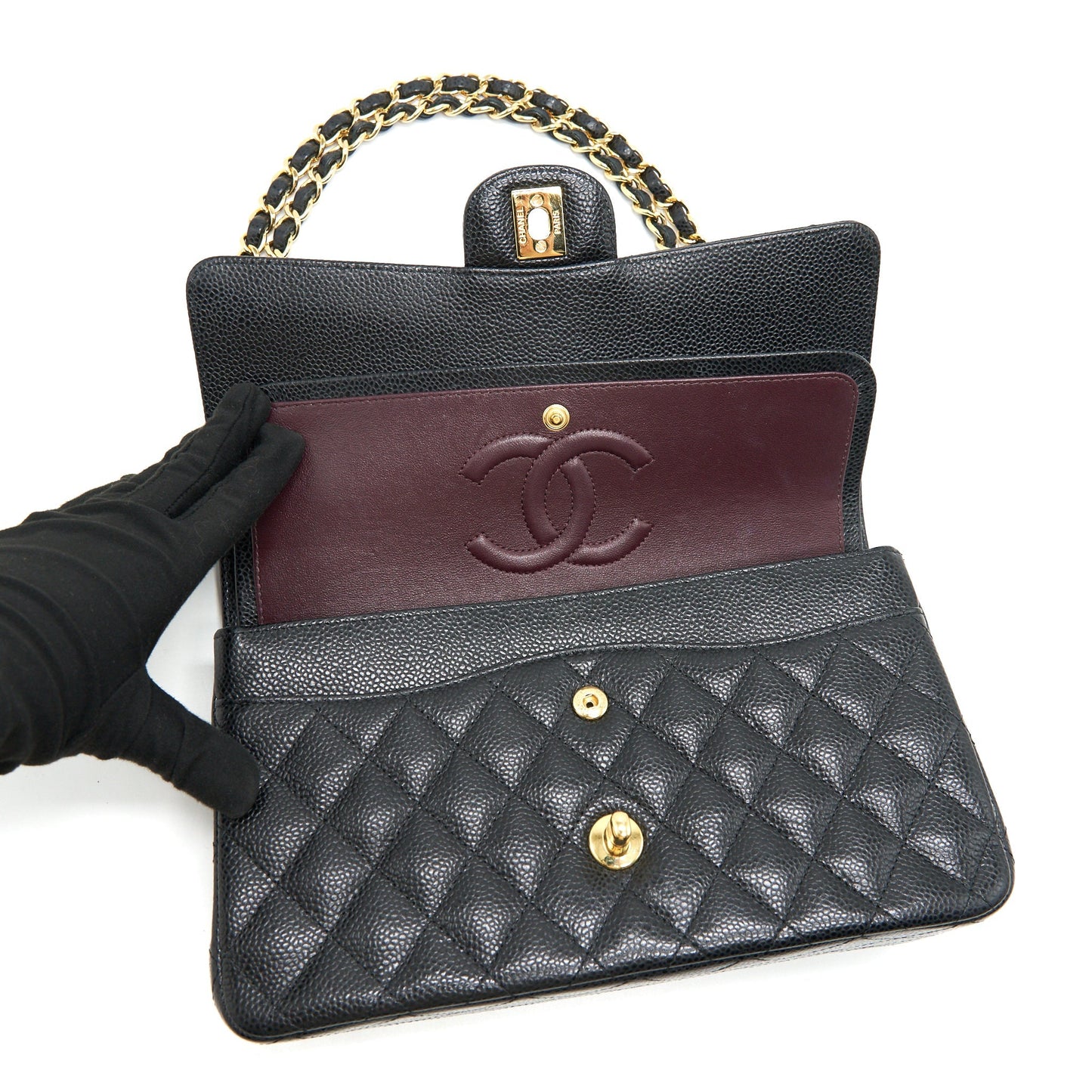 Chanel medium Classic double flap Bag Caviar black GHW serial 25