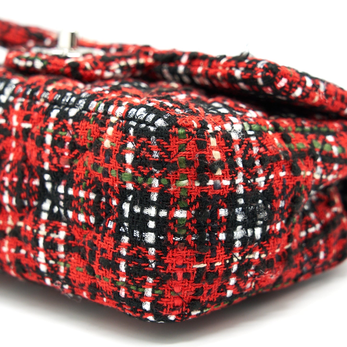 CHANEL SMALL RECTANGULAR RED BLACK TWEED IN SHW
