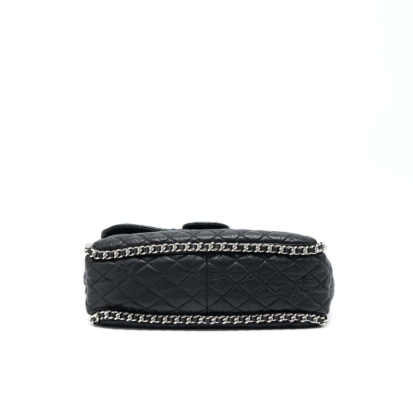 Chanel Quilted Chain Around MAXI Flap Bag Lambskin Black SHW